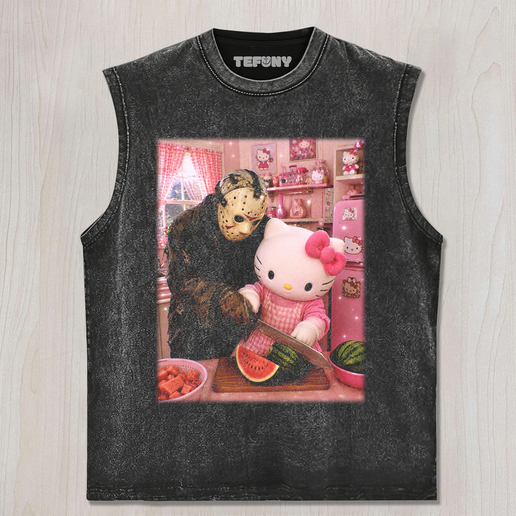 HELLO KITTY AND HORROR V2 UNISEX TEE, TANK TOP, LAYERED LS, SWEATSHIRT & HOODIE
