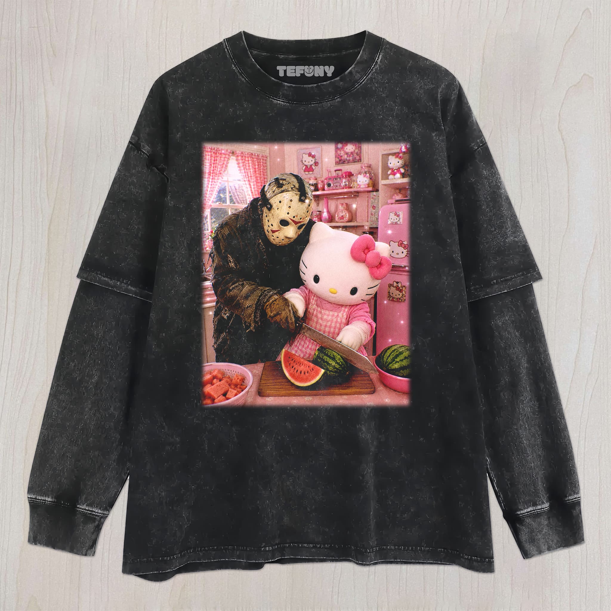 HELLO KITTY AND HORROR V2 UNISEX TEE, TANK TOP, LAYERED LS, SWEATSHIRT & HOODIE