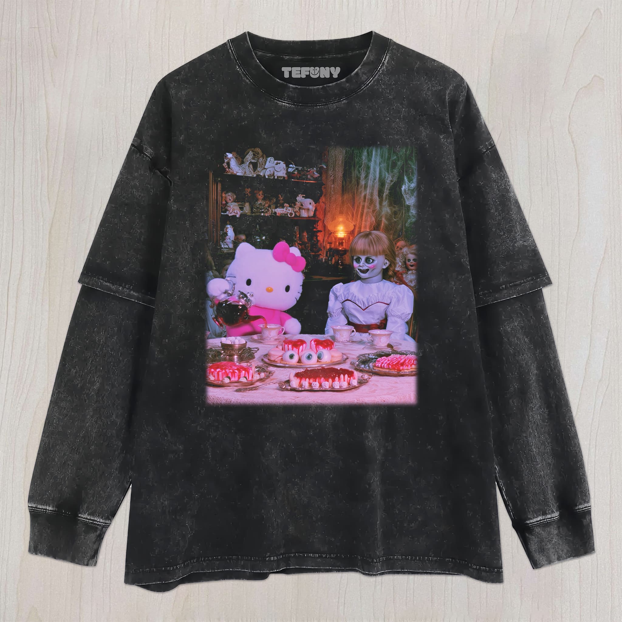 HELLO KITTY AND HORROR V3 UNISEX TEE, TANK TOP, LAYERED LS, SWEATSHIRT & HOODIE