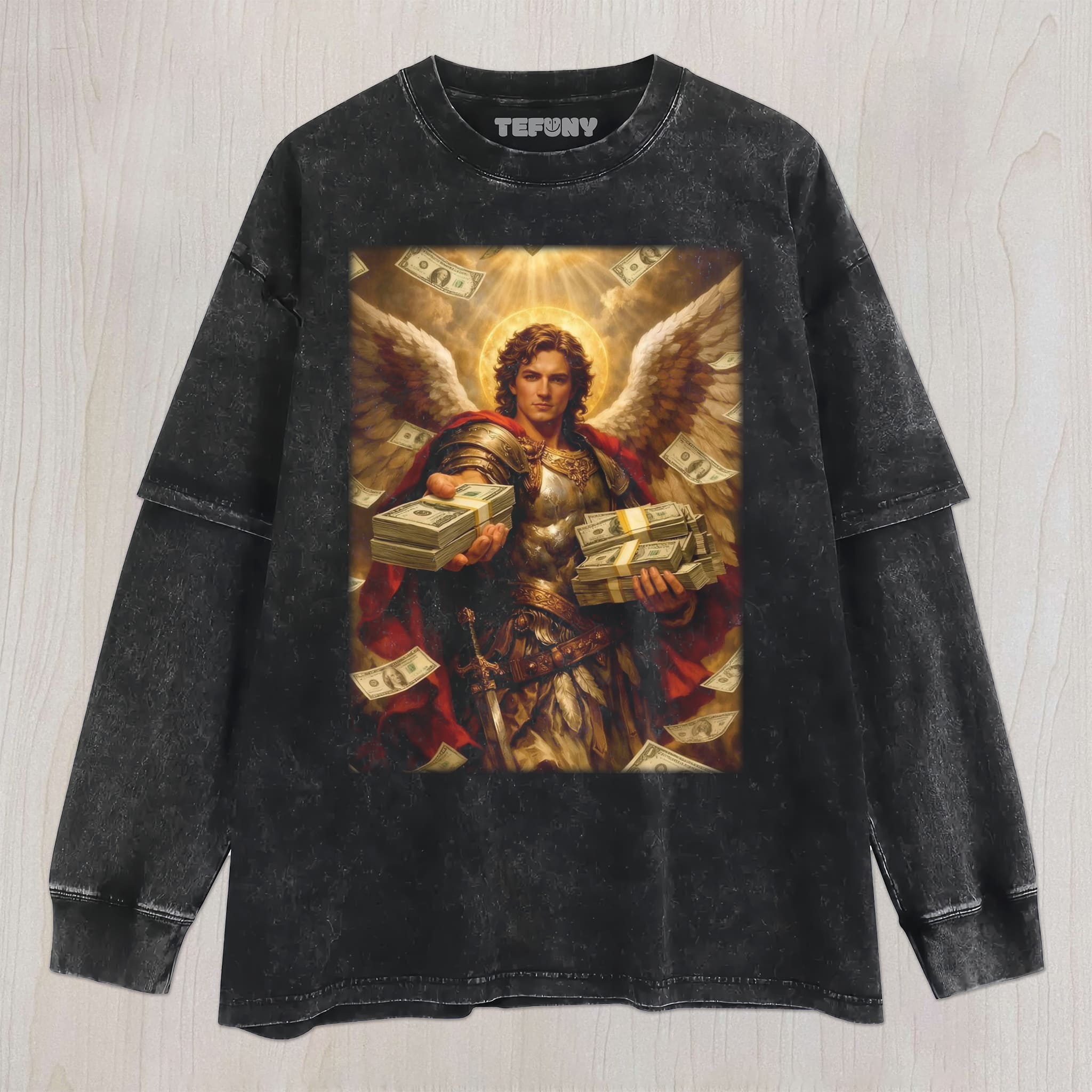 HOLY WEALTH ANGEL T-SHIRT UNISEX TEE, TANK TOP, LAYERED LS, SWEATSHIRT & HOODIE