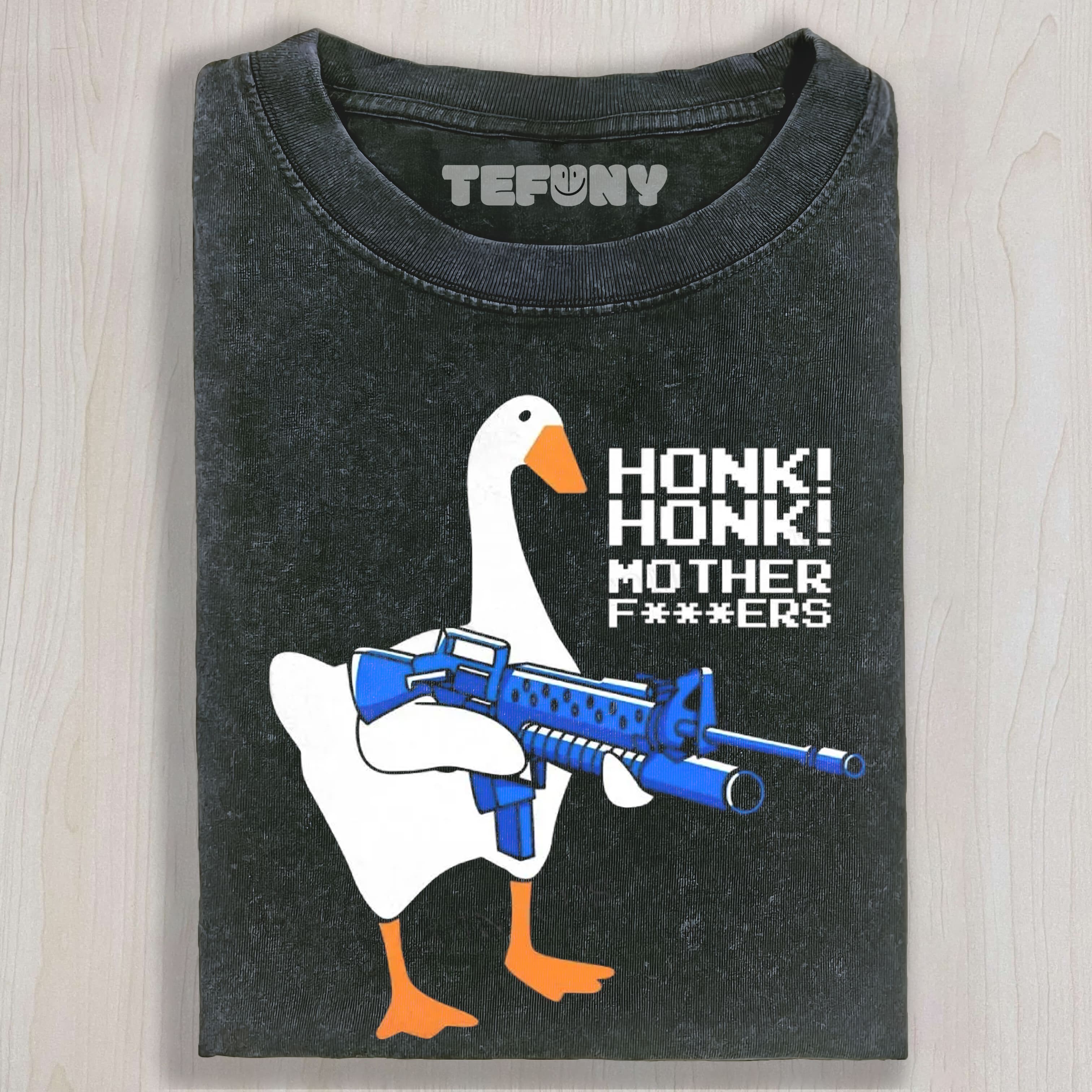 HONK GOOSE WITH GUN UNISEX TEE, TANK TOP, LAYERED LS, SWEATSHIRT & HOODIE