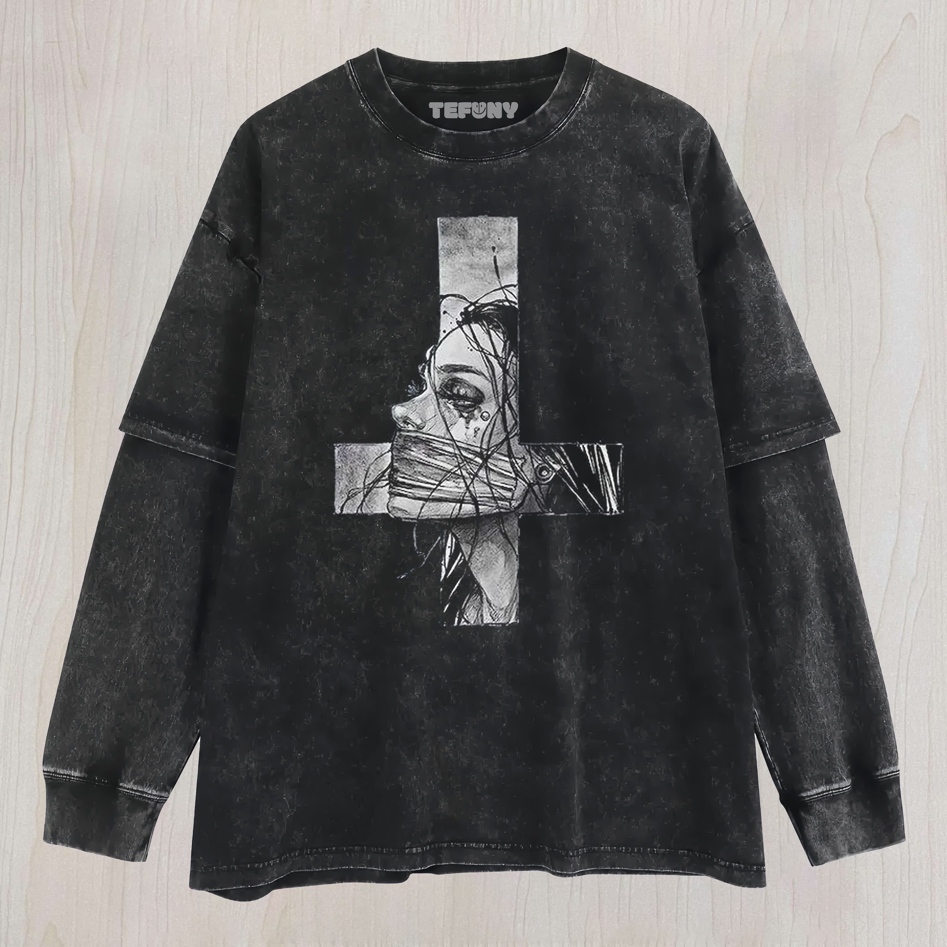 HOPELESS LADY WAS CRUCIFIED LAYERED LONG SLEEVE