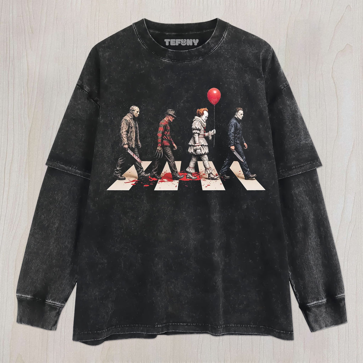 HORROR CHARACTERS ABBEY ROAD UNISEX TEE, TANK TOP, LAYERED LS, SWEATSHIRT & HOODIE