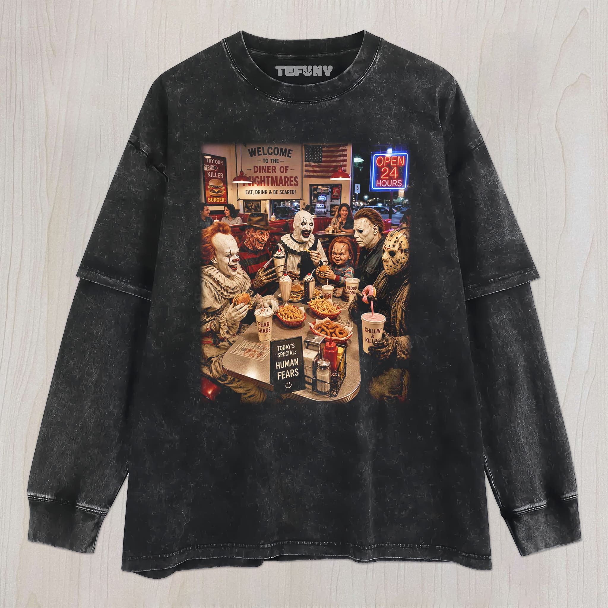 HORROR CHARACTERS MCDONALD'S UNISEX TEE, TANK TOP, LAYERED LS, SWEATSHIRT & HOODIE