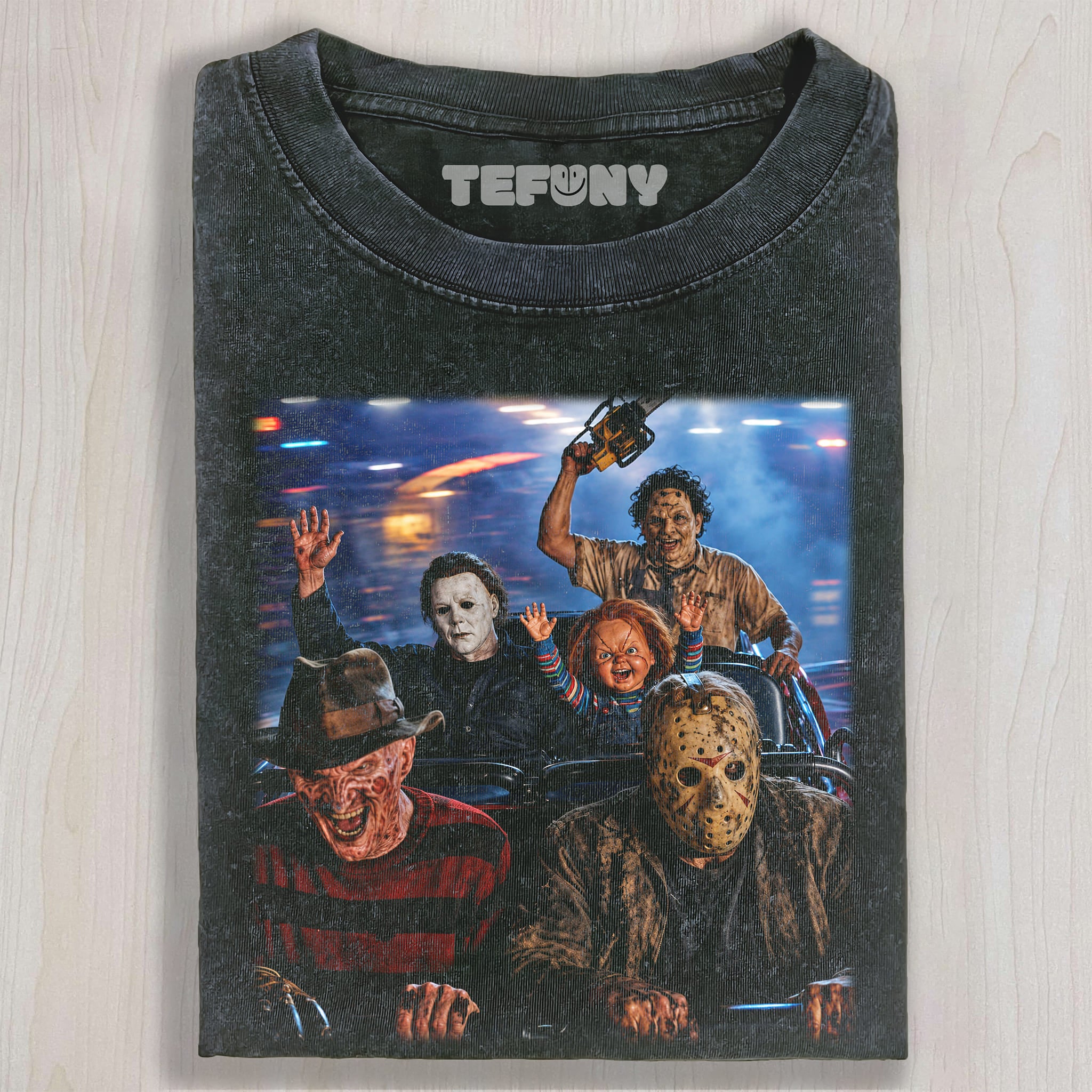 HORROR CHARACTERS PLAYING UNISEX TEE, TANK TOP, LAYERED LS, SWEATSHIRT & HOODIE