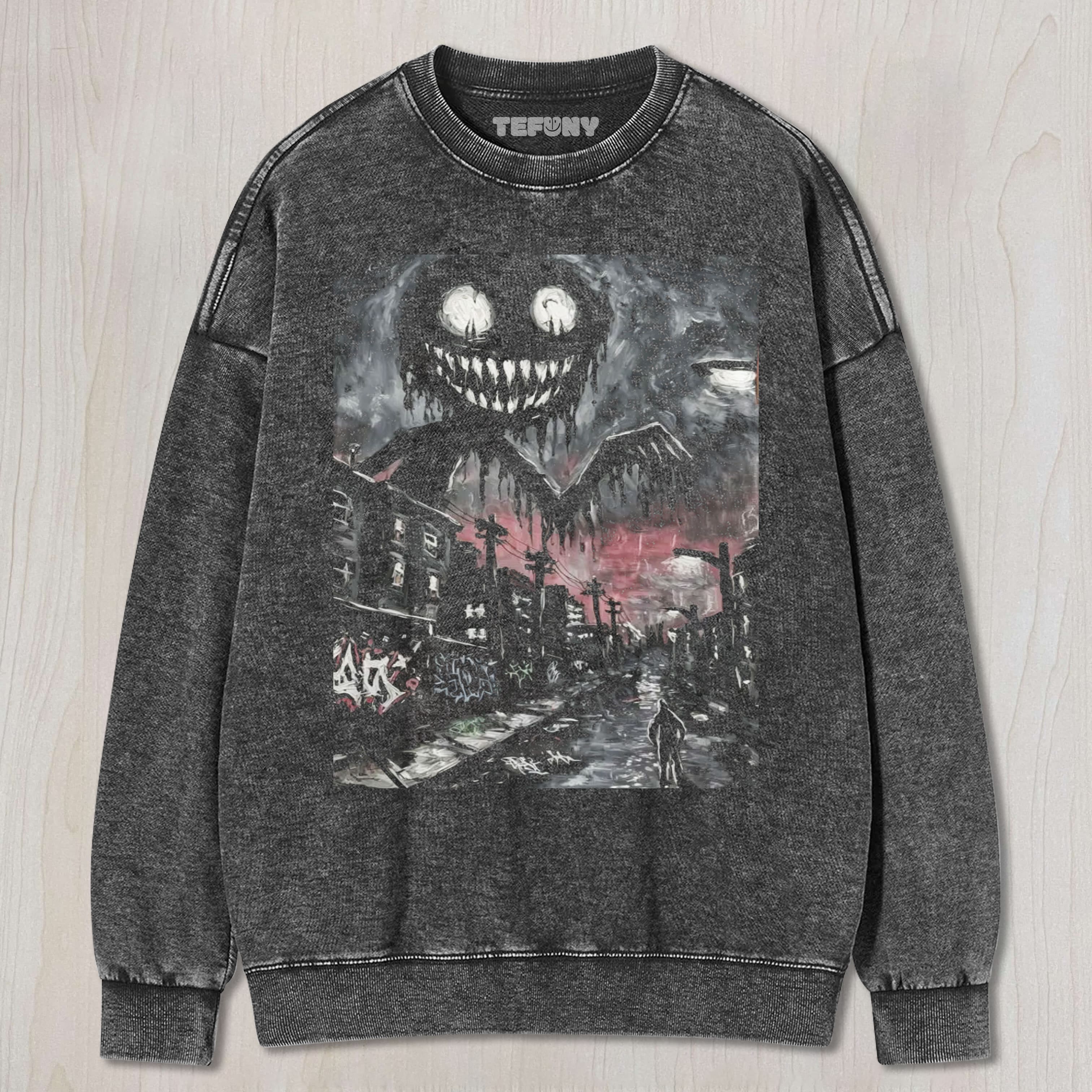 HORROR MONSTER DARK CITY STREET ART UNISEX TEE, TANK TOP, LAYERED LS, SWEATSHIRT & HOODIE