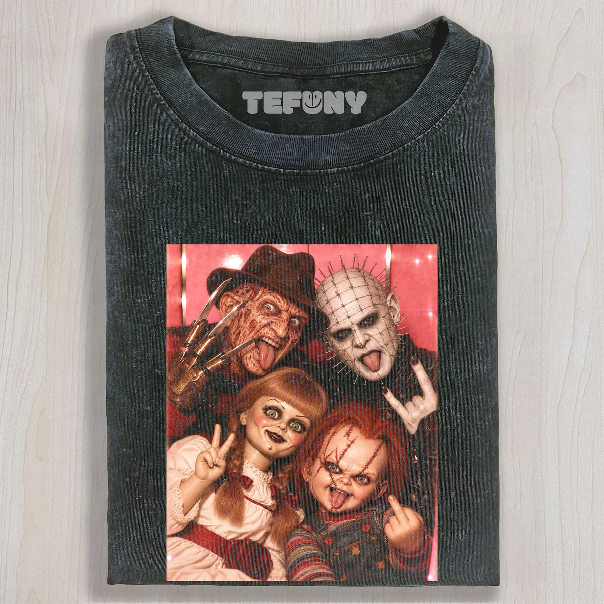 HORROR MOVIE CHARACTERS GROUP PHOTO V2 UNISEX TEE, TANK TOP, LAYERED LS, SWEATSHIRT & HOODIE