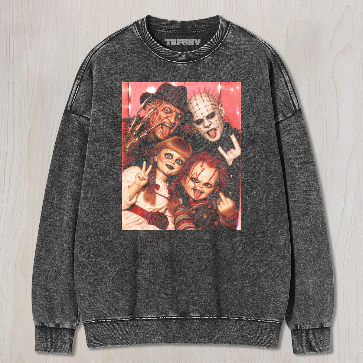 HORROR MOVIE CHARACTERS GROUP PHOTO V2 UNISEX TEE, TANK TOP, LAYERED LS, SWEATSHIRT & HOODIE