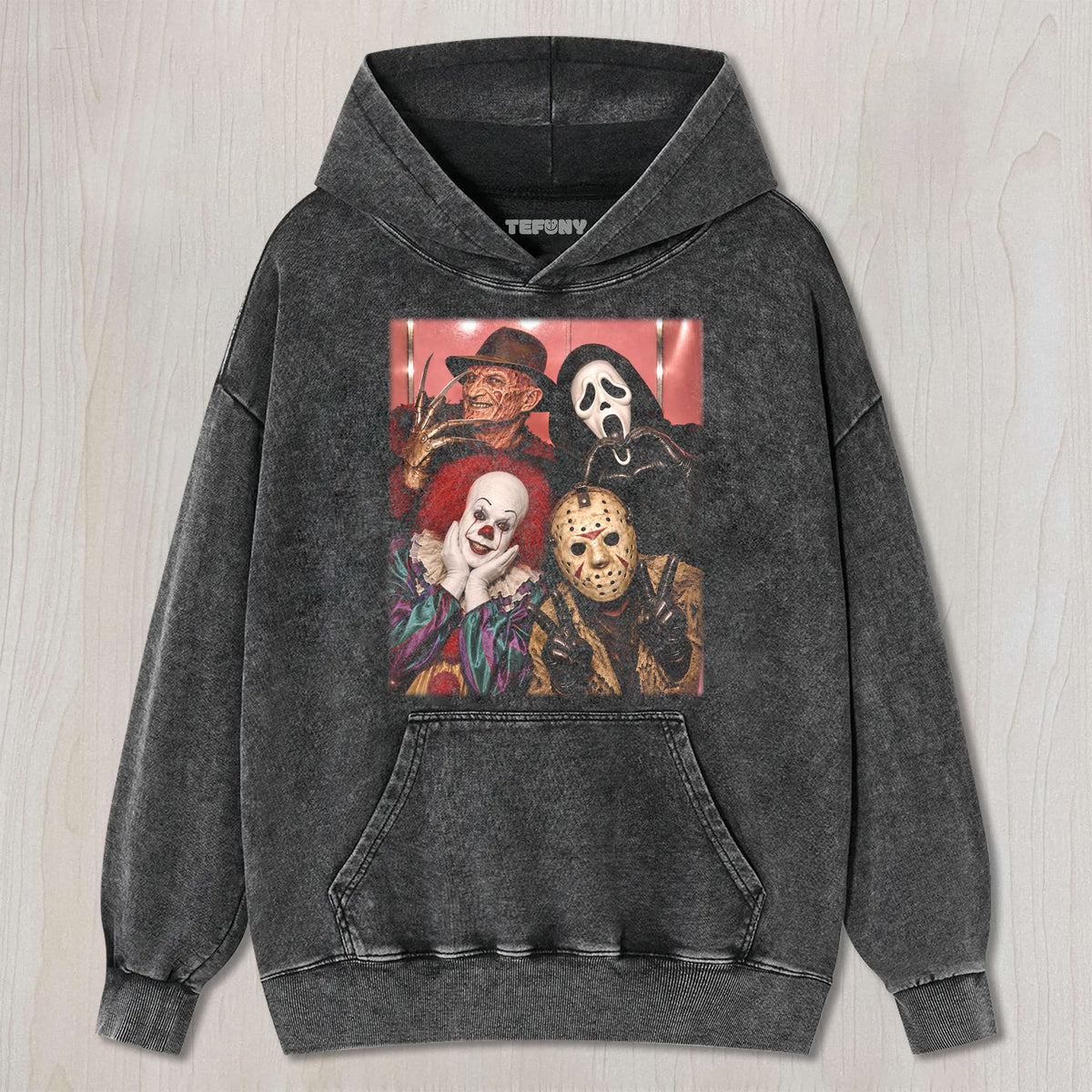 HORROR MOVIE CHARACTERS GROUP PHOTO V5 UNISEX TEE, TANK TOP, LAYERED LS, SWEATSHIRT & HOODIE