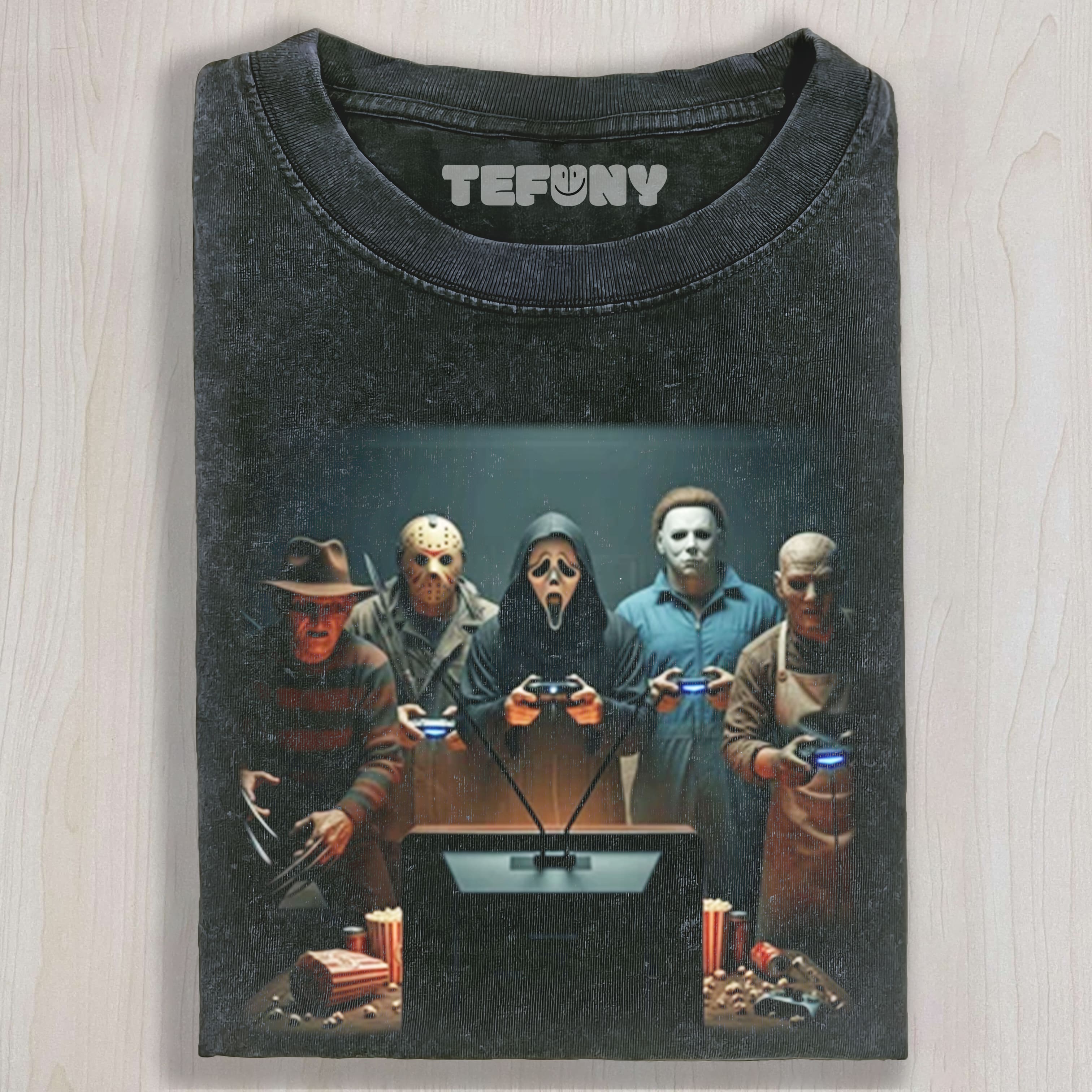HORROR ANTAGONISTS PLAYING VIDEO GAMES TEE & SWEAT & HOOD