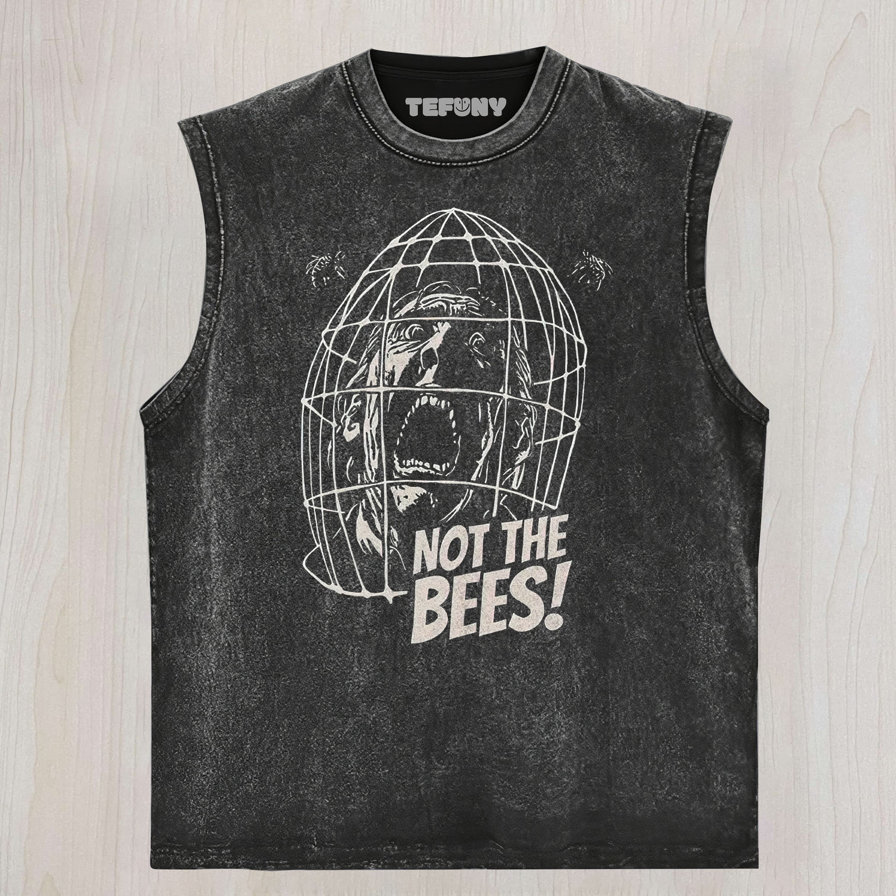 HORROR CAGE BEE QUOTE GRAPHIC VINTAGE WASHED UNISEX TEE, TANK TOP, LAYERED LS, SWEATSHIRT & HOODIE