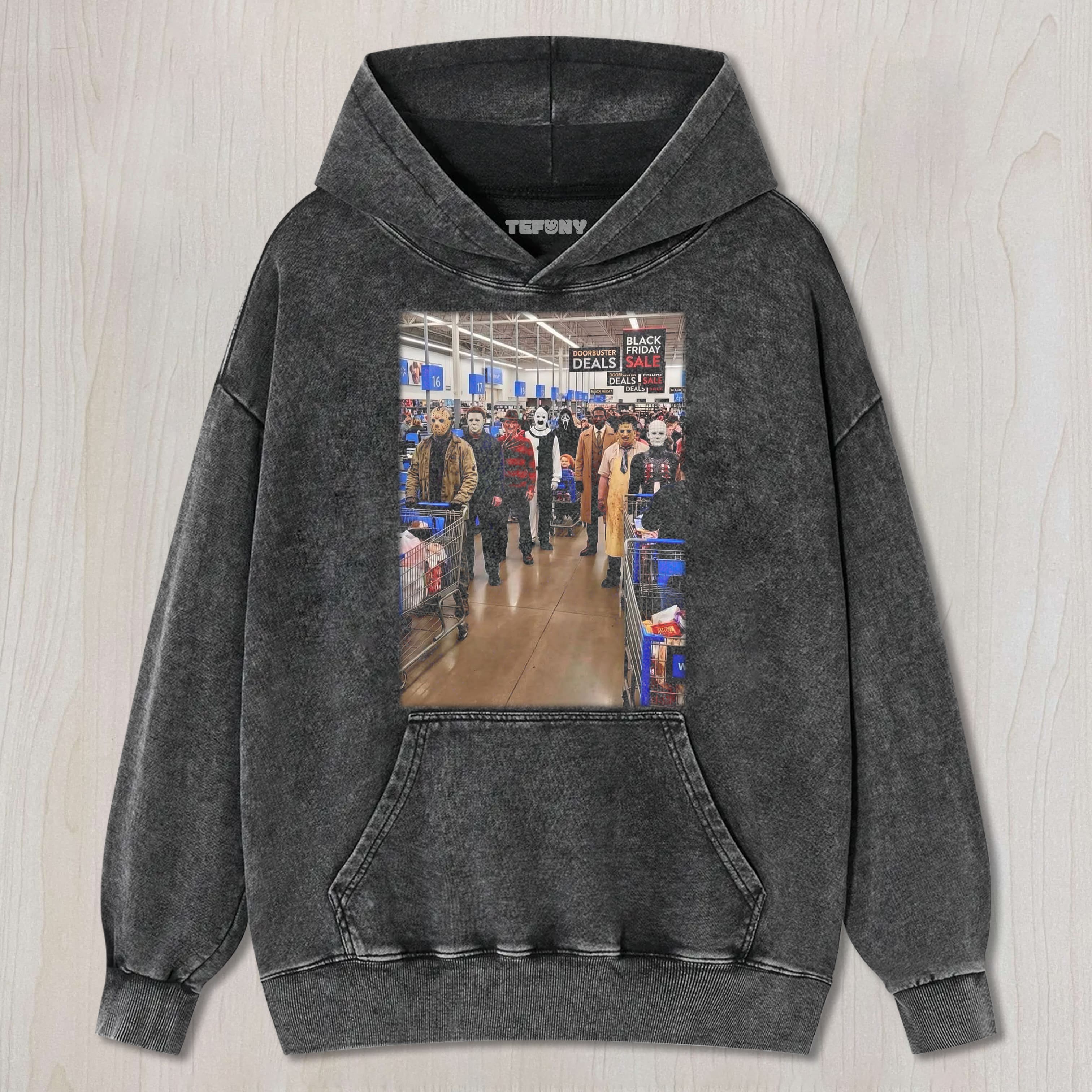 HORROR CHARACTERS IN THE MALL TEE & SWEAT & HOOD