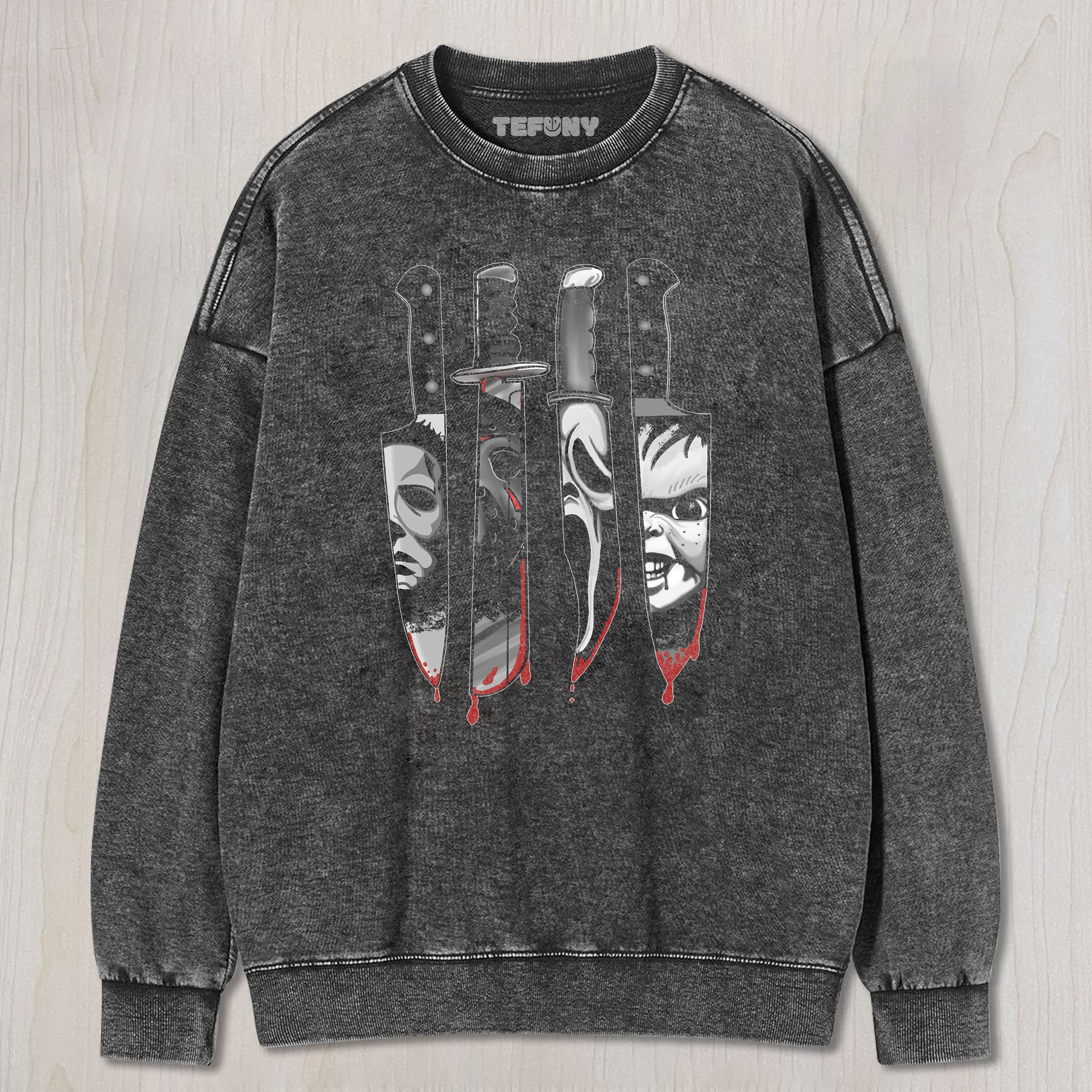 HORROR CHARACTER KNIFE UNISEX TEE, TANK TOP, LAYERED LS, SWEATSHIRT & HOODIE