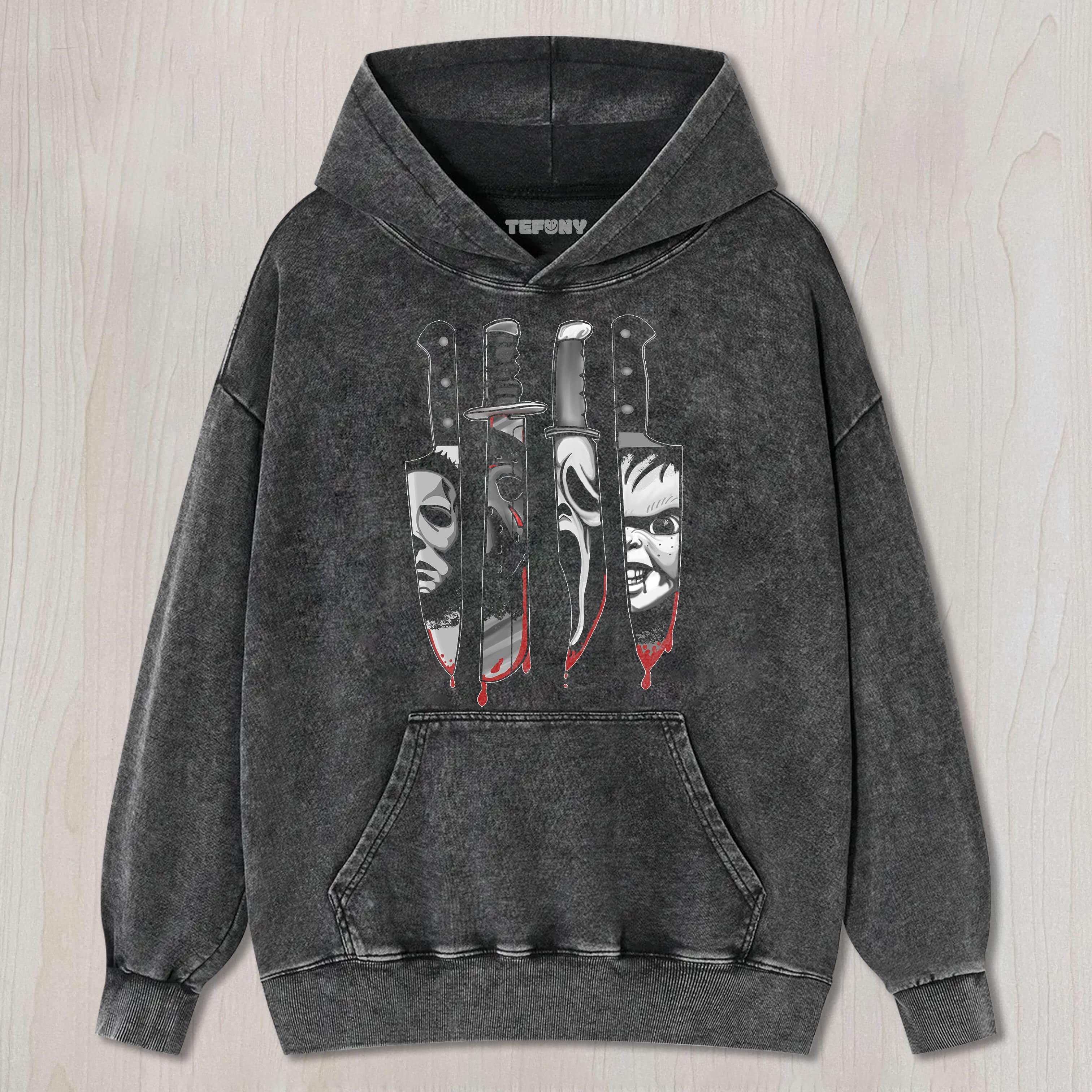 HORROR CHARACTER KNIFE UNISEX TEE, TANK TOP, LAYERED LS, SWEATSHIRT & HOODIE