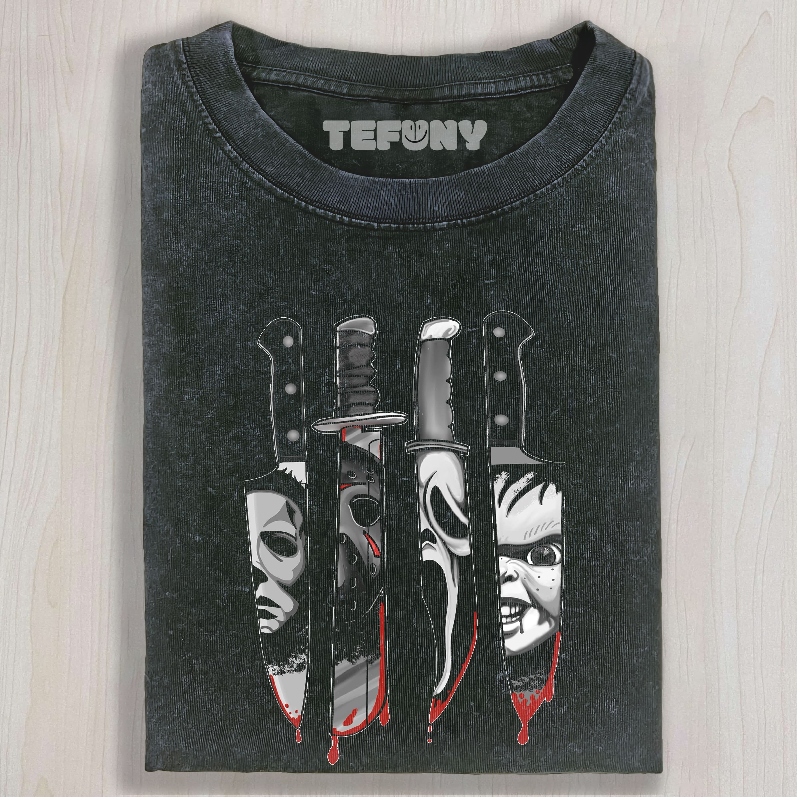 HORROR CHARACTER KNIFE UNISEX TEE, TANK TOP, LAYERED LS, SWEATSHIRT & HOODIE