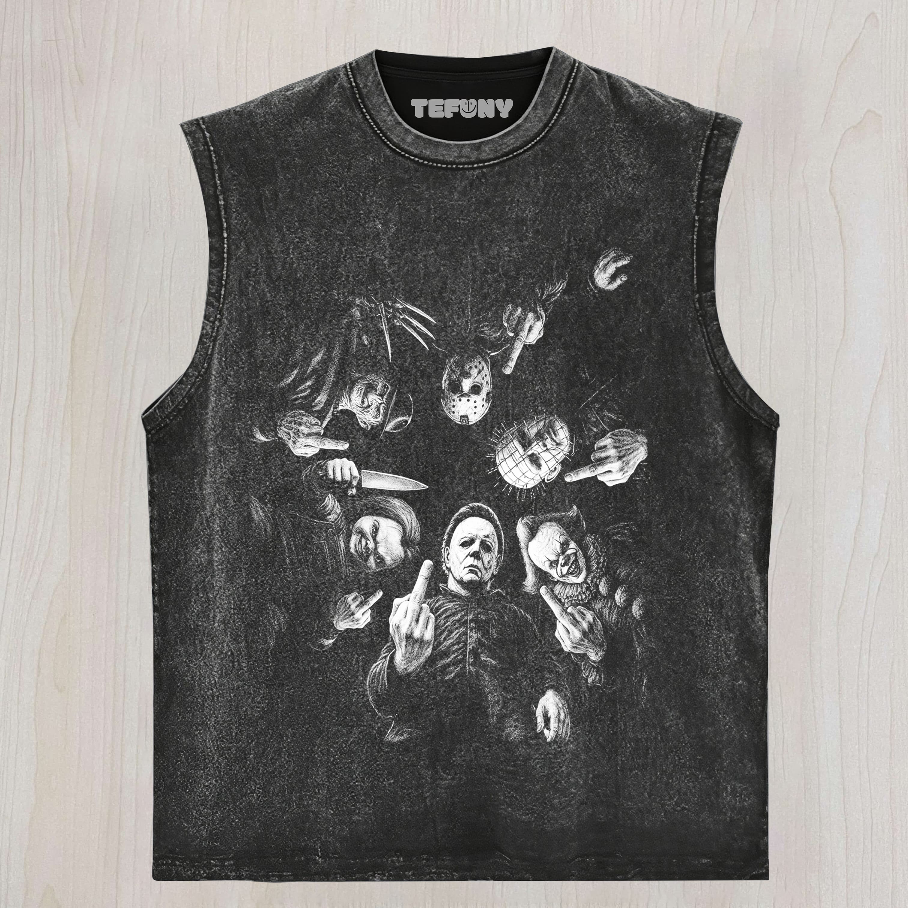 HORROR CHARACTER MIDDLE FINGER TANK TOP