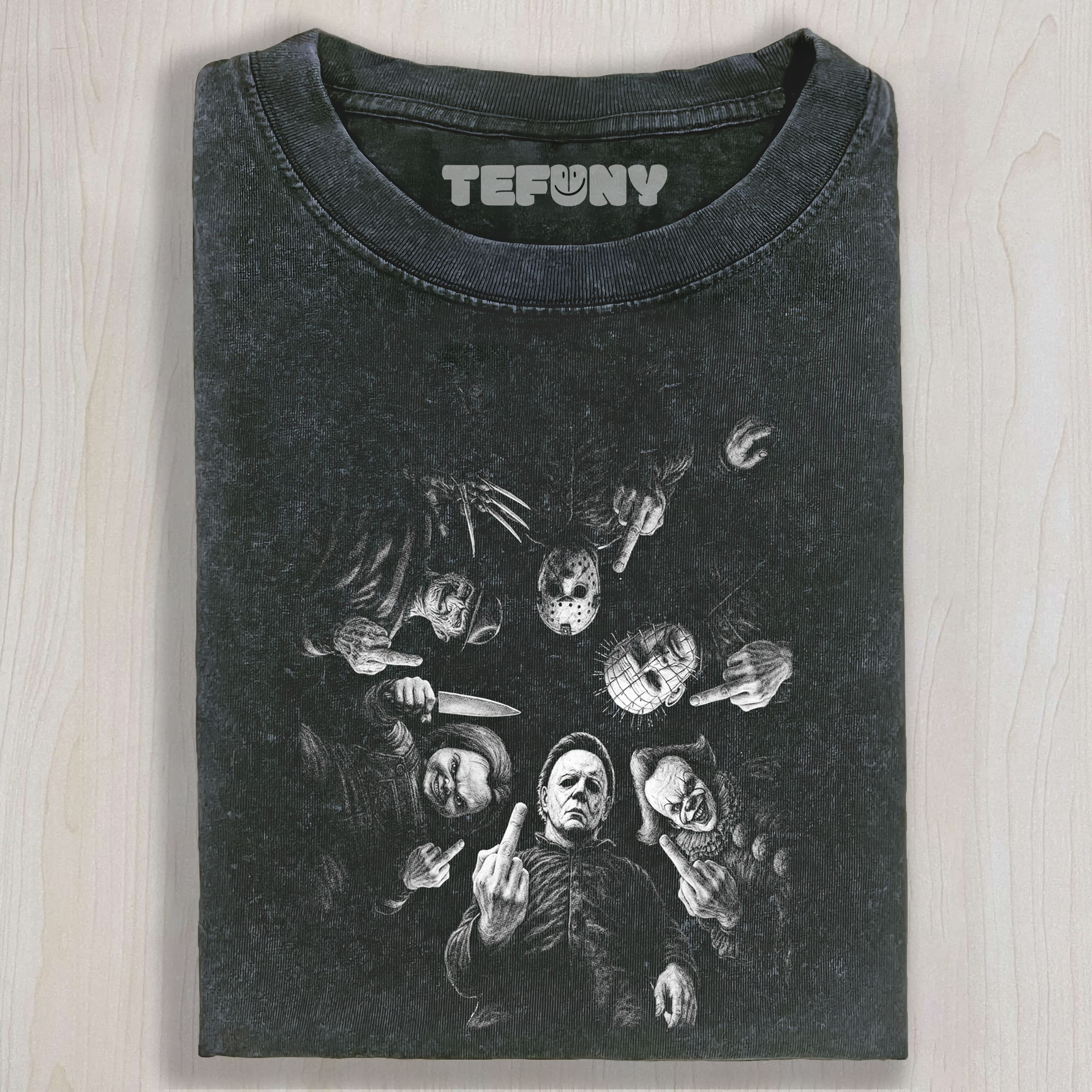 HORROR CHARACTER MIDDLE FINGER TEE & SWEAT & HOOD