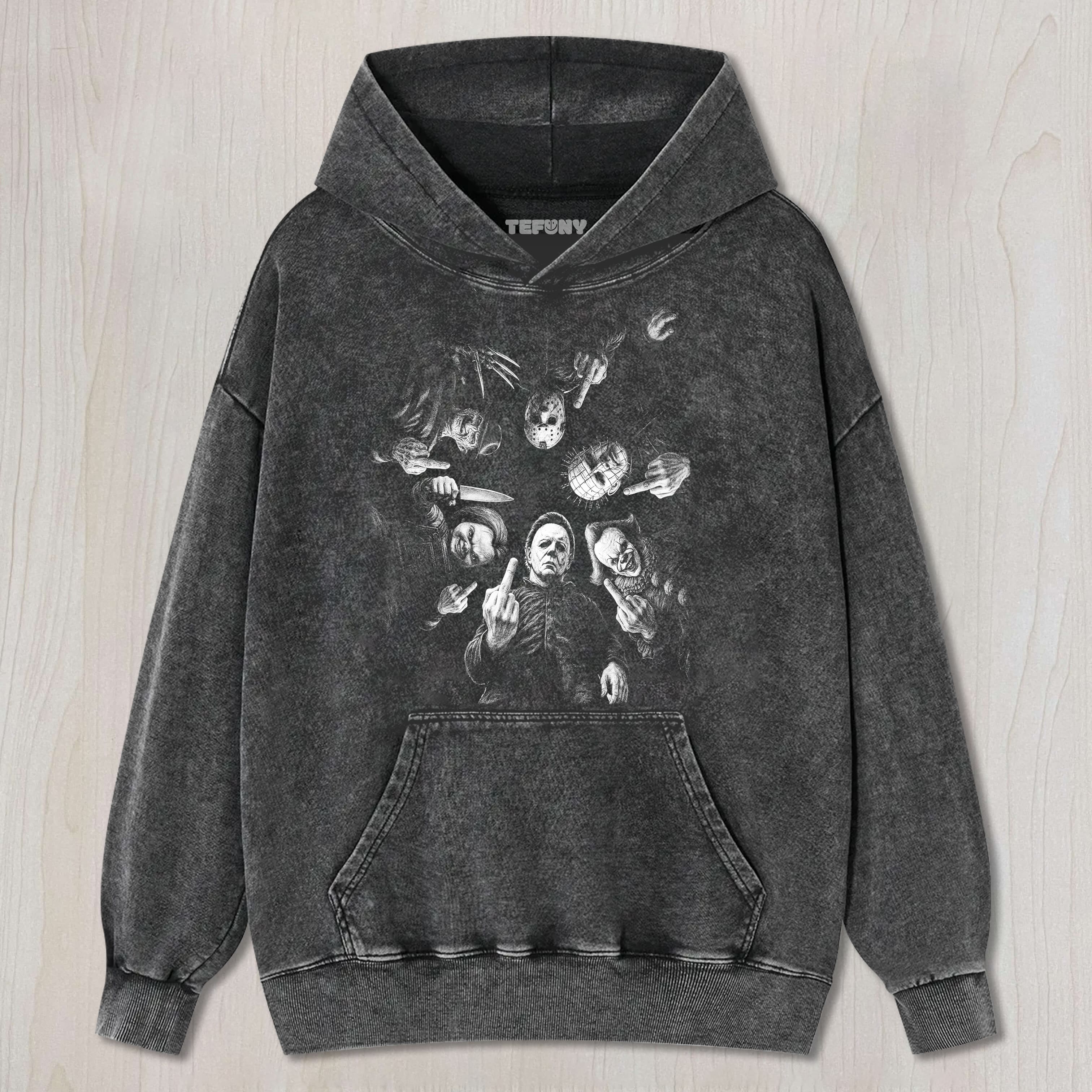 HORROR CHARACTER MIDDLE FINGER TEE & SWEAT & HOOD