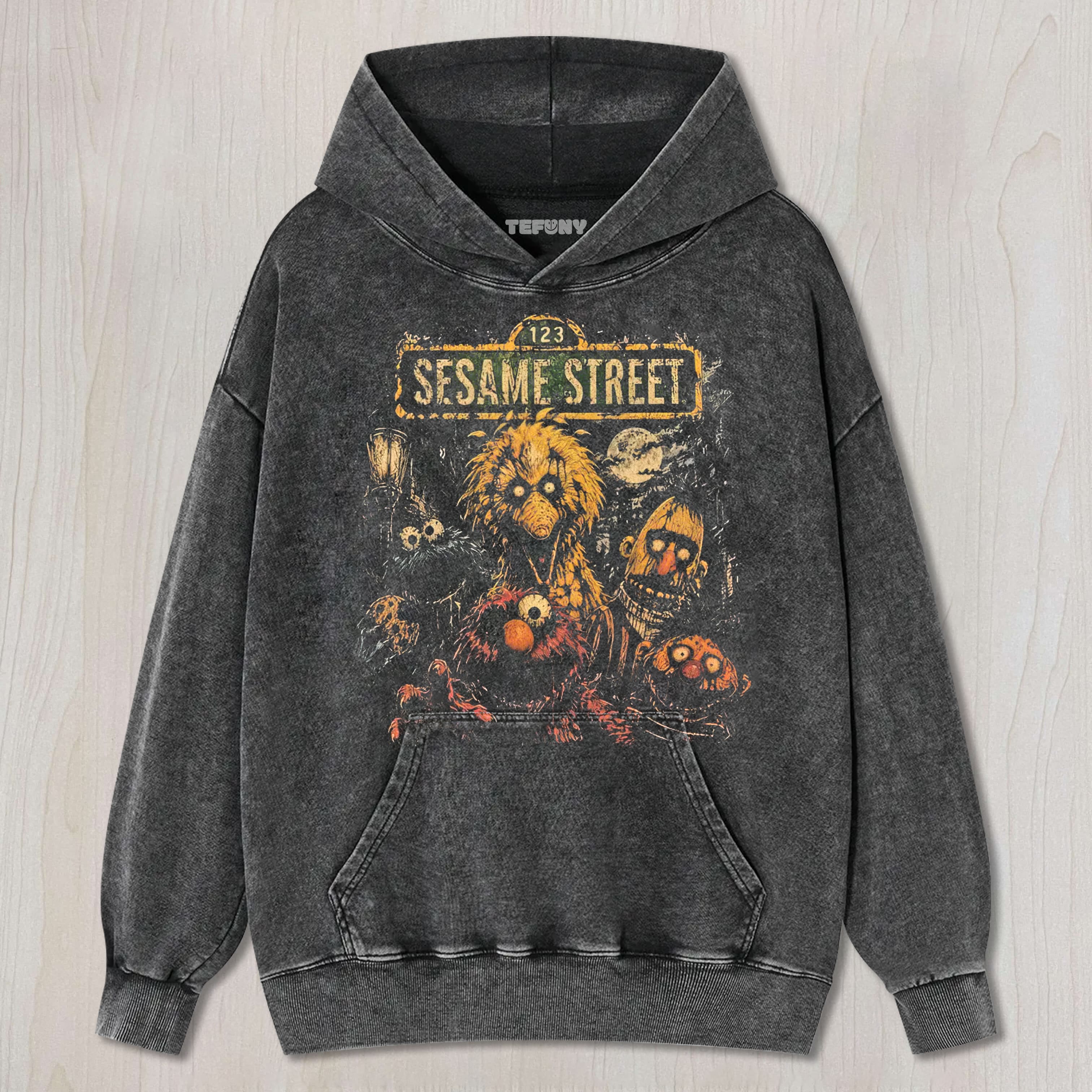 HORROR STREET CHARACTER GRAPHIC VINTAGE WASHED UNISEX TEE, TANK TOP, LAYERED LS, SWEATSHIRT & HOODIE