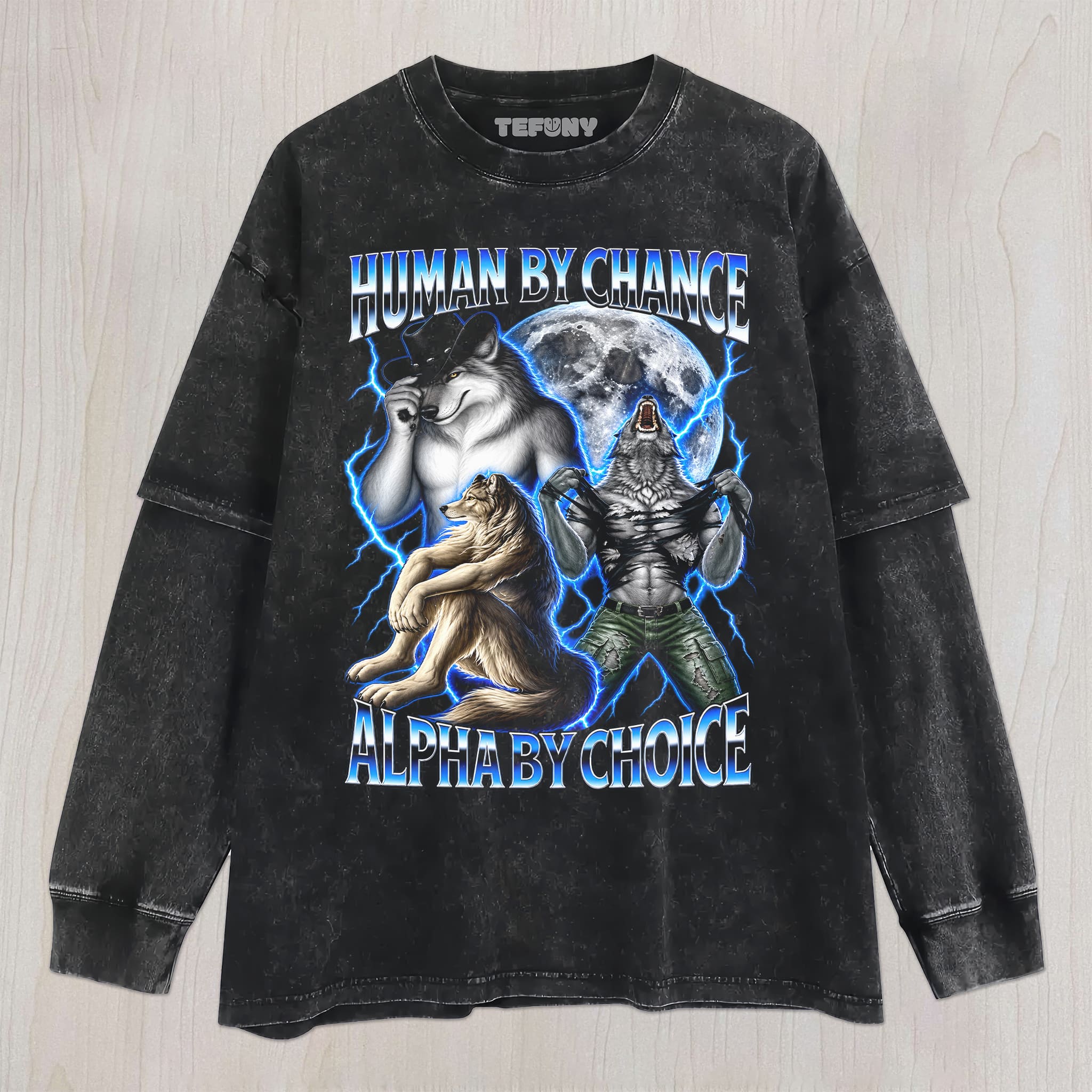 HUMAN BY CHANCE ALPHA BY CHOICE WEREWOLF UNISEX TEE, TANK TOP, LAYERED LS, SWEATSHIRT & HOODIE