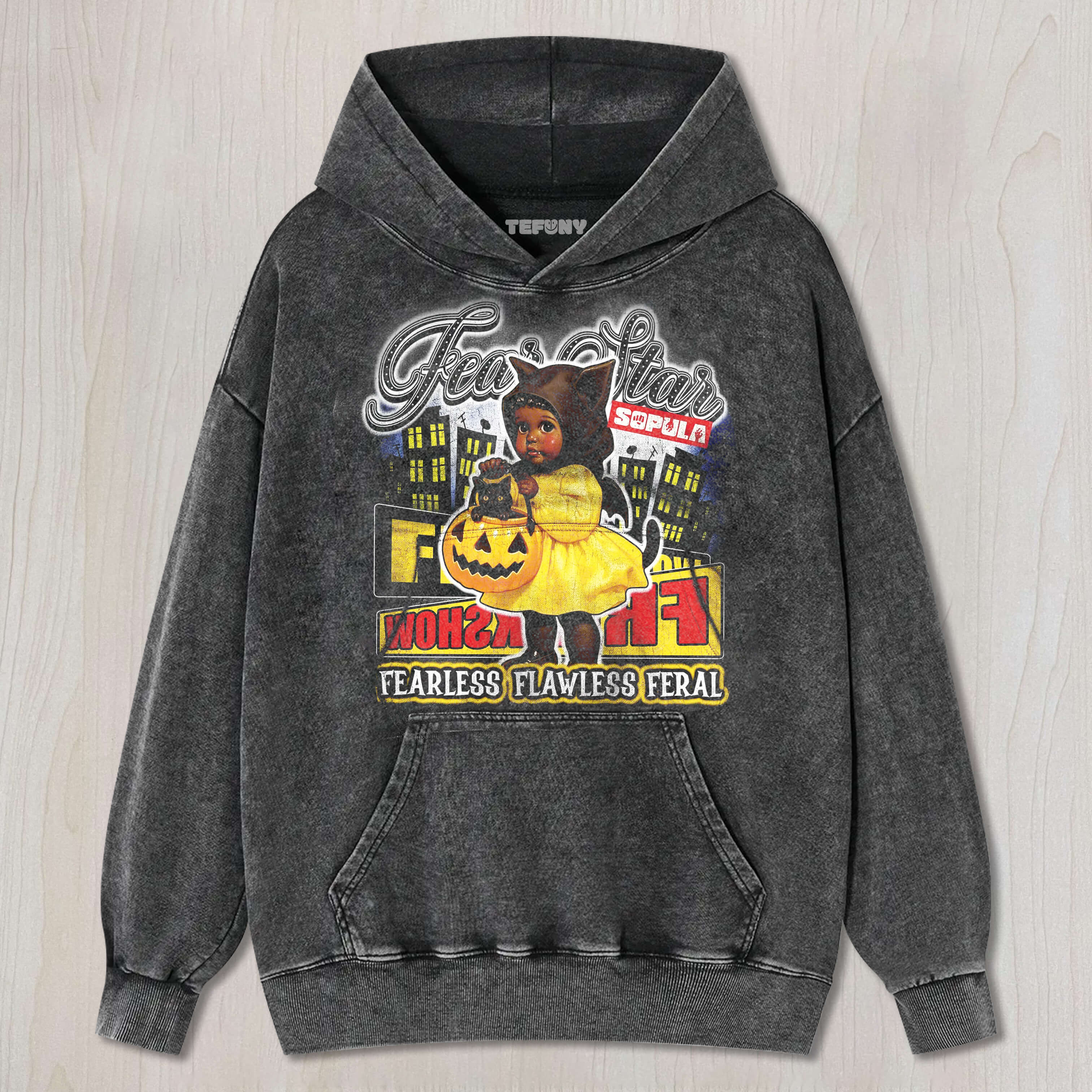 HALLOWEEN PUMPKIN VAMPIRE VINTAGE GRAPHIC WASHED DISTRESSED TEE & SWEAT & HOOD