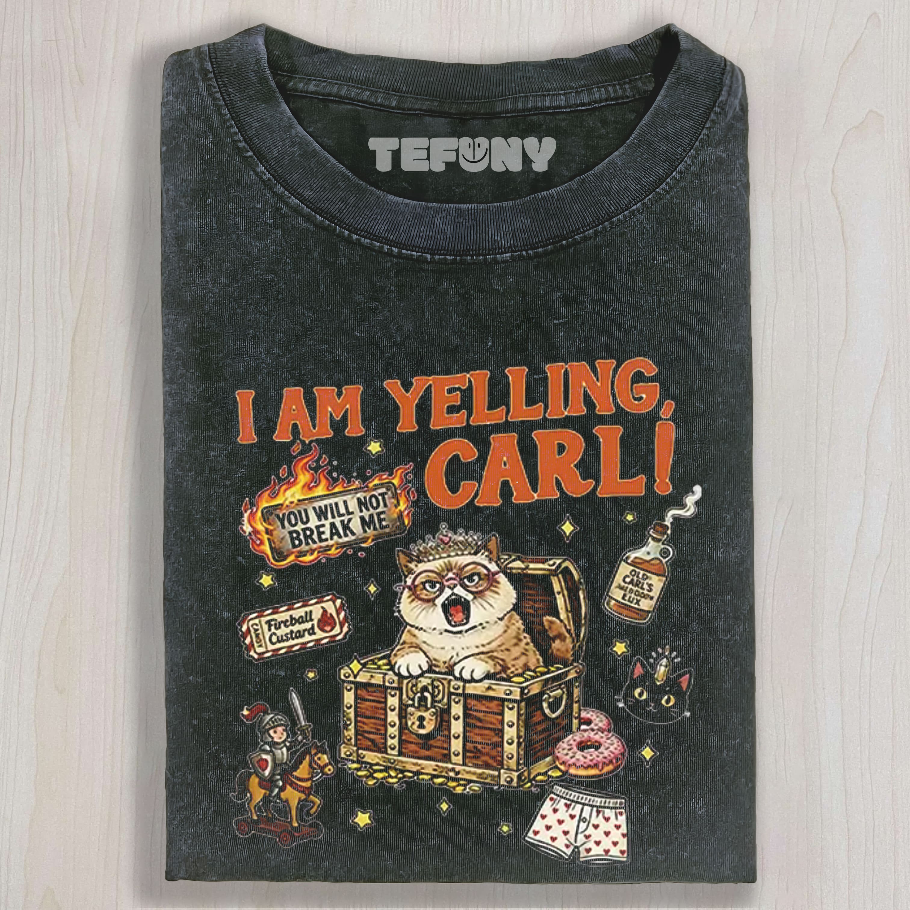 I AM YELLING CARL FUNNY CAT MEME UNISEX TEE, TANK TOP, LAYERED LS, SWEATSHIRT & HOODIE