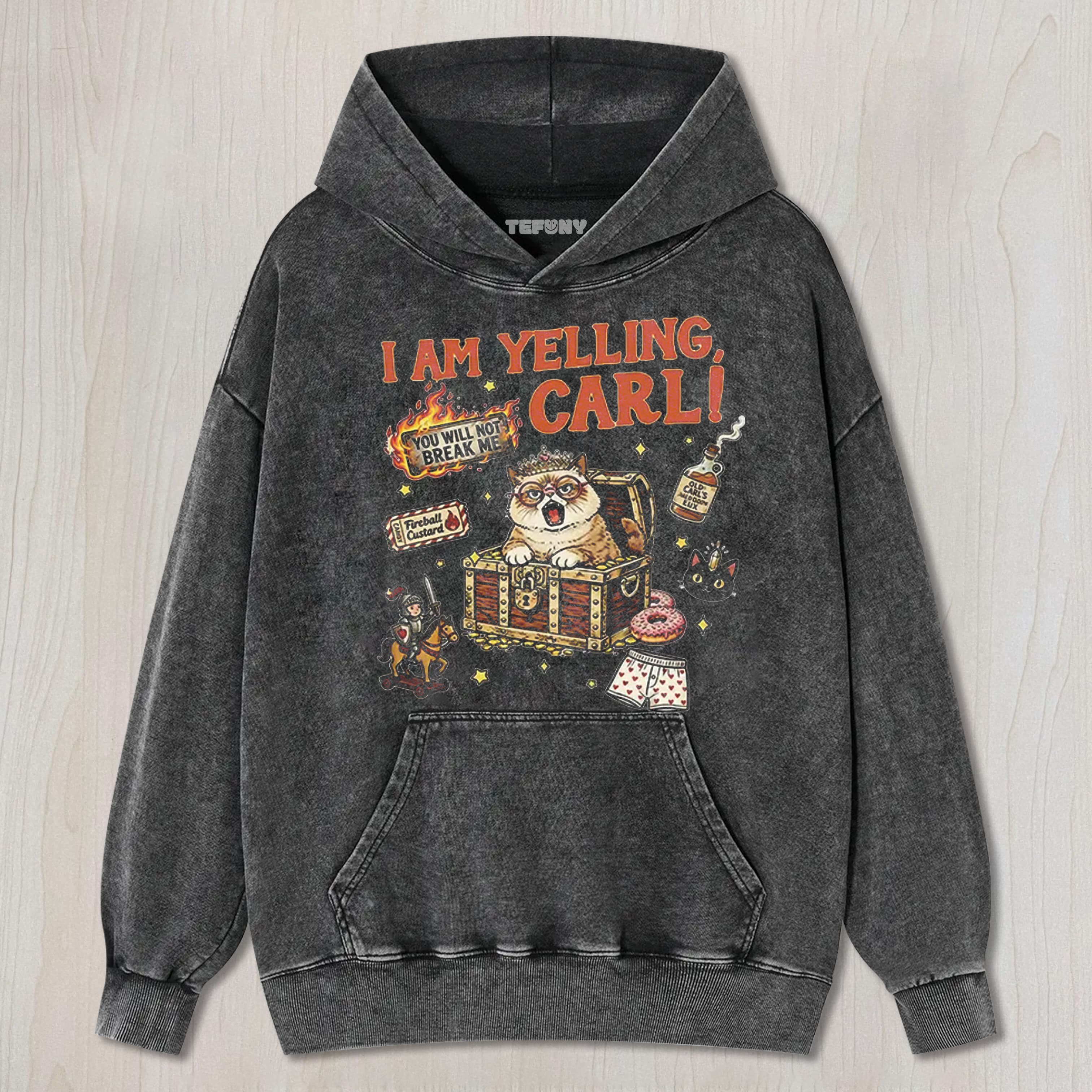 I AM YELLING CARL FUNNY CAT MEME UNISEX TEE, TANK TOP, LAYERED LS, SWEATSHIRT & HOODIE