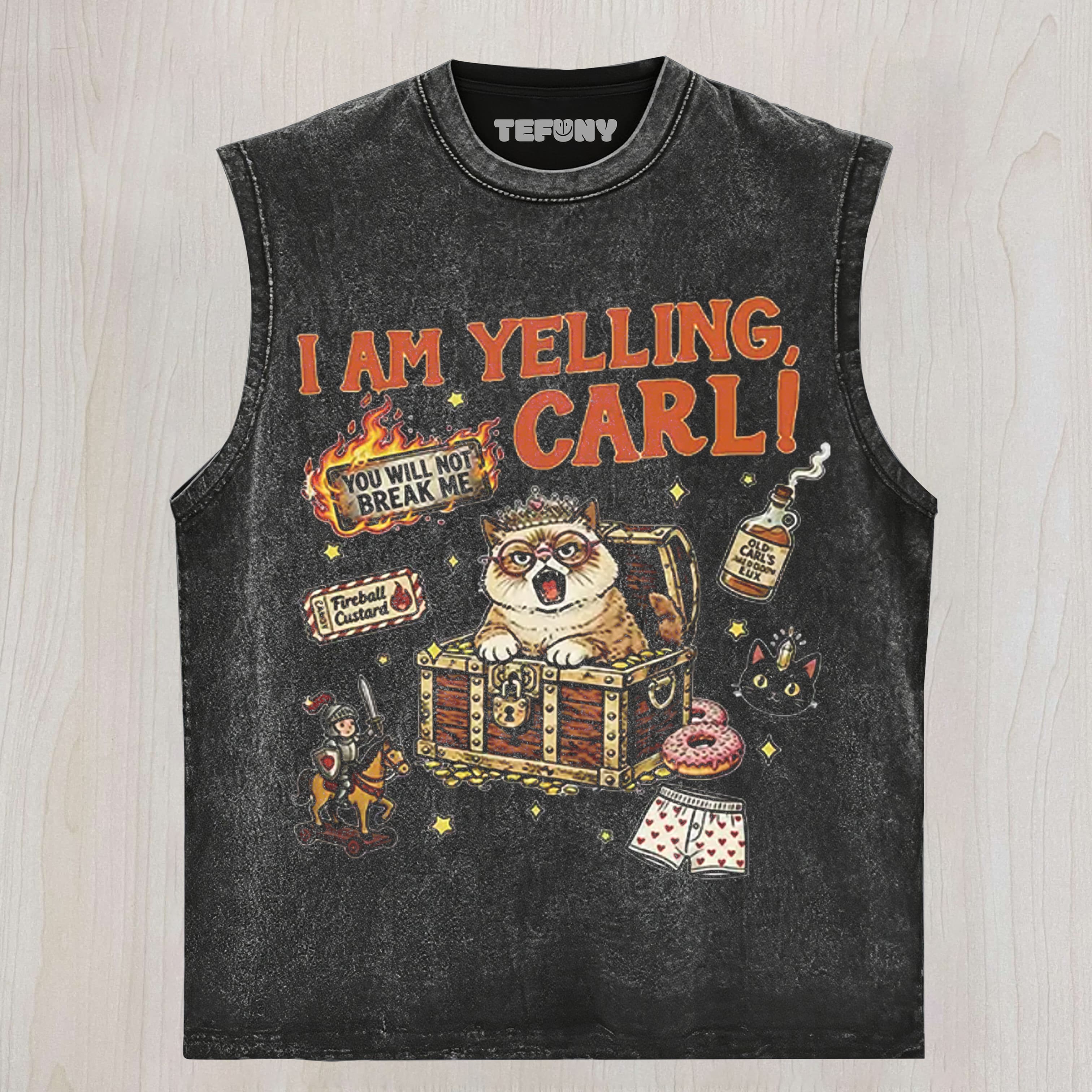 I AM YELLING CARL FUNNY CAT MEME UNISEX TEE, TANK TOP, LAYERED LS, SWEATSHIRT & HOODIE