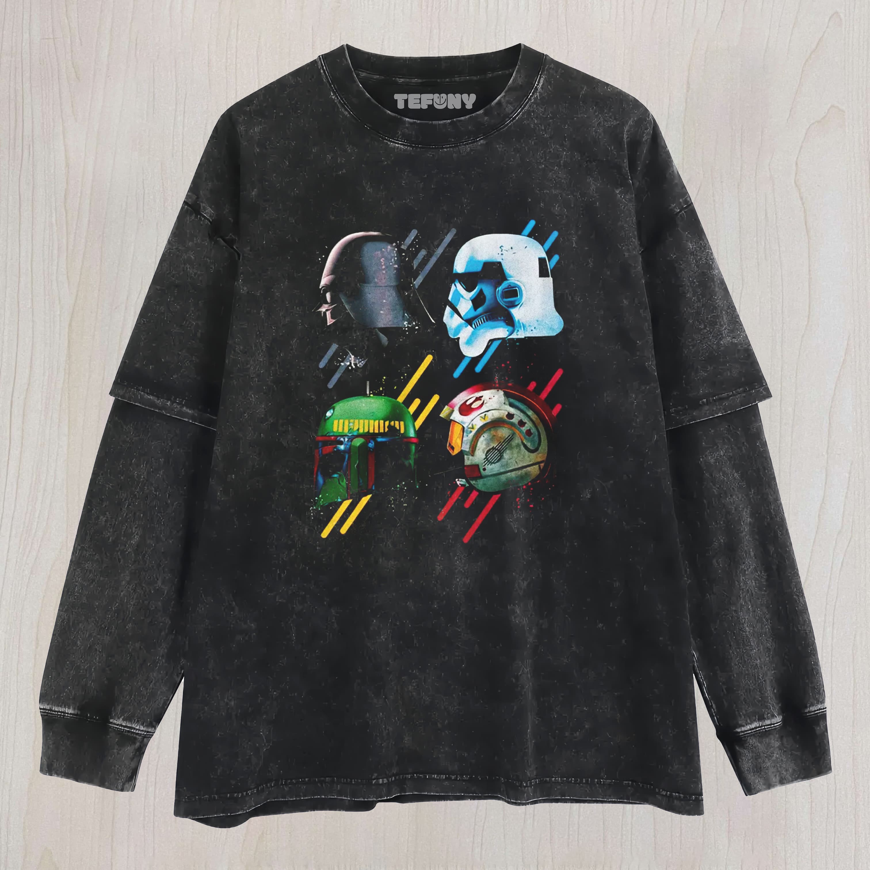ICONIC HELMETS WASHED LAYERED LONG SLEEVE