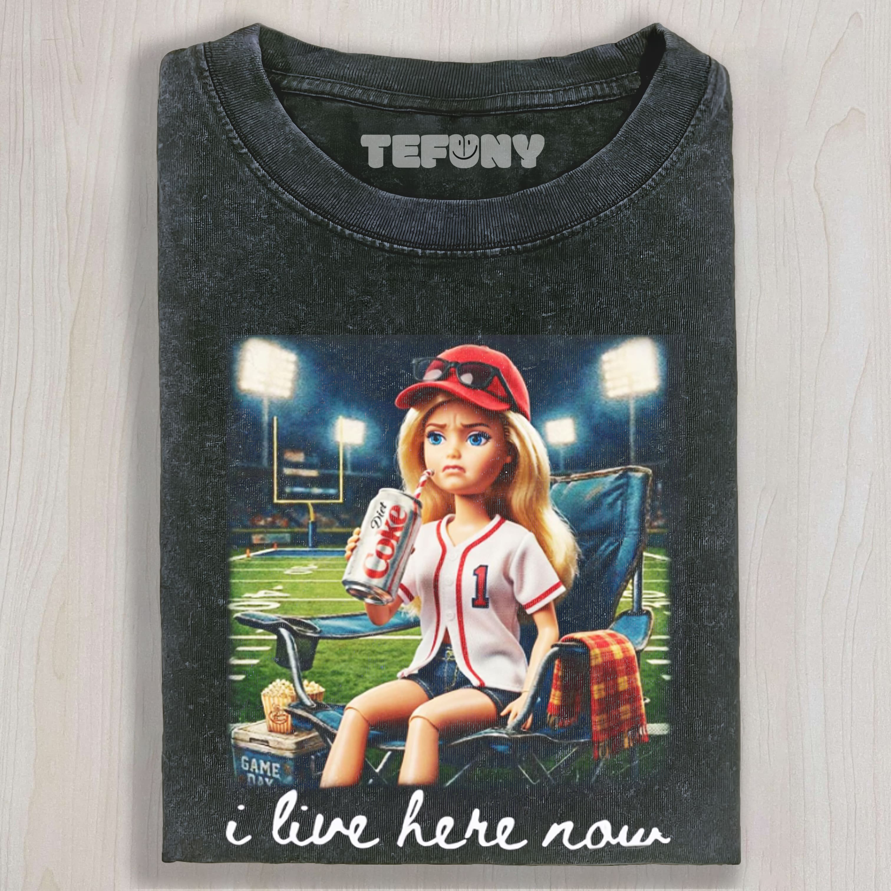I LIVE HERE NOW BASEBALL MOM COMFORT UNISEX TEE, TANK TOP, LAYERED LS, SWEATSHIRT & HOODIE