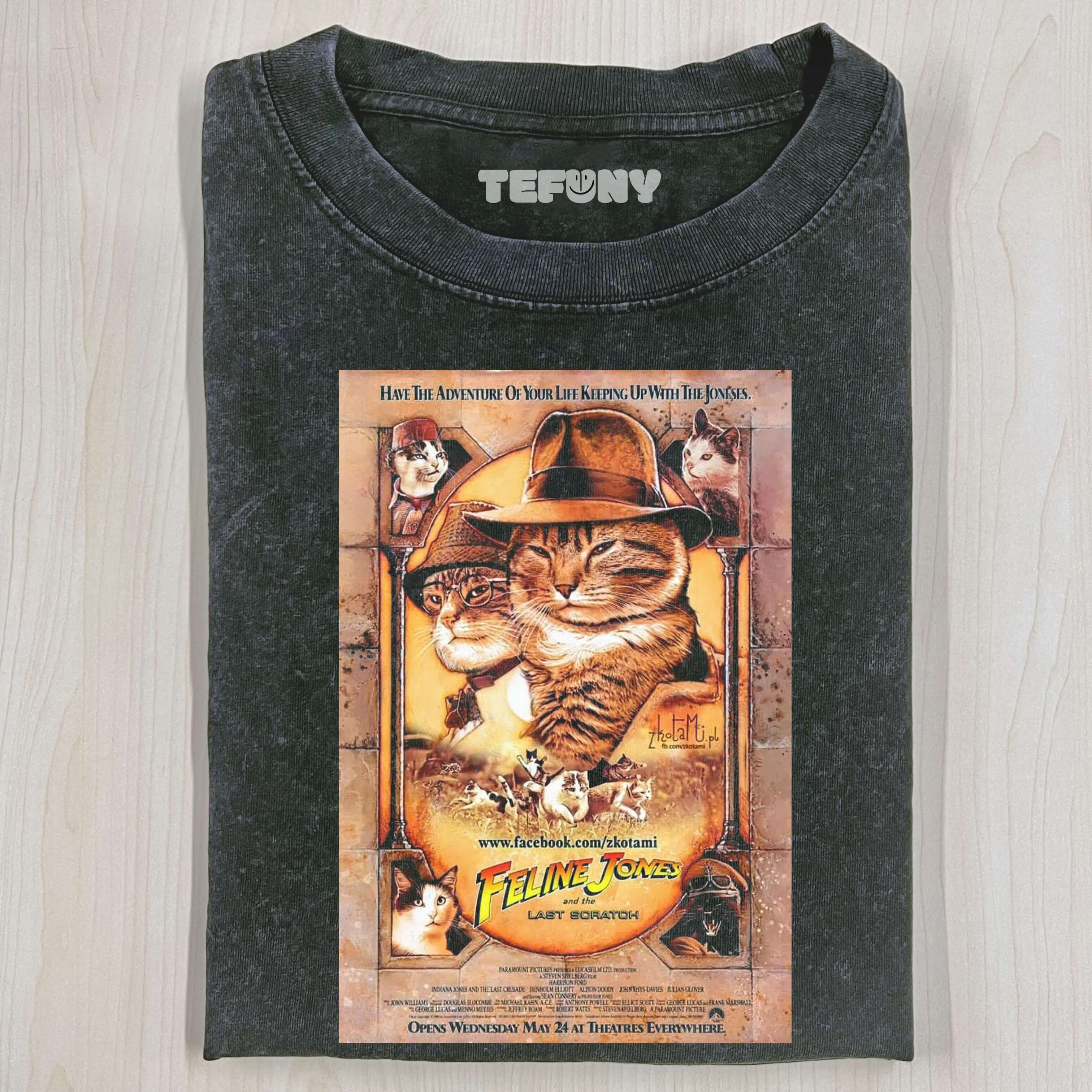 INDIANA JONES FUNNY CAT T-THIRT