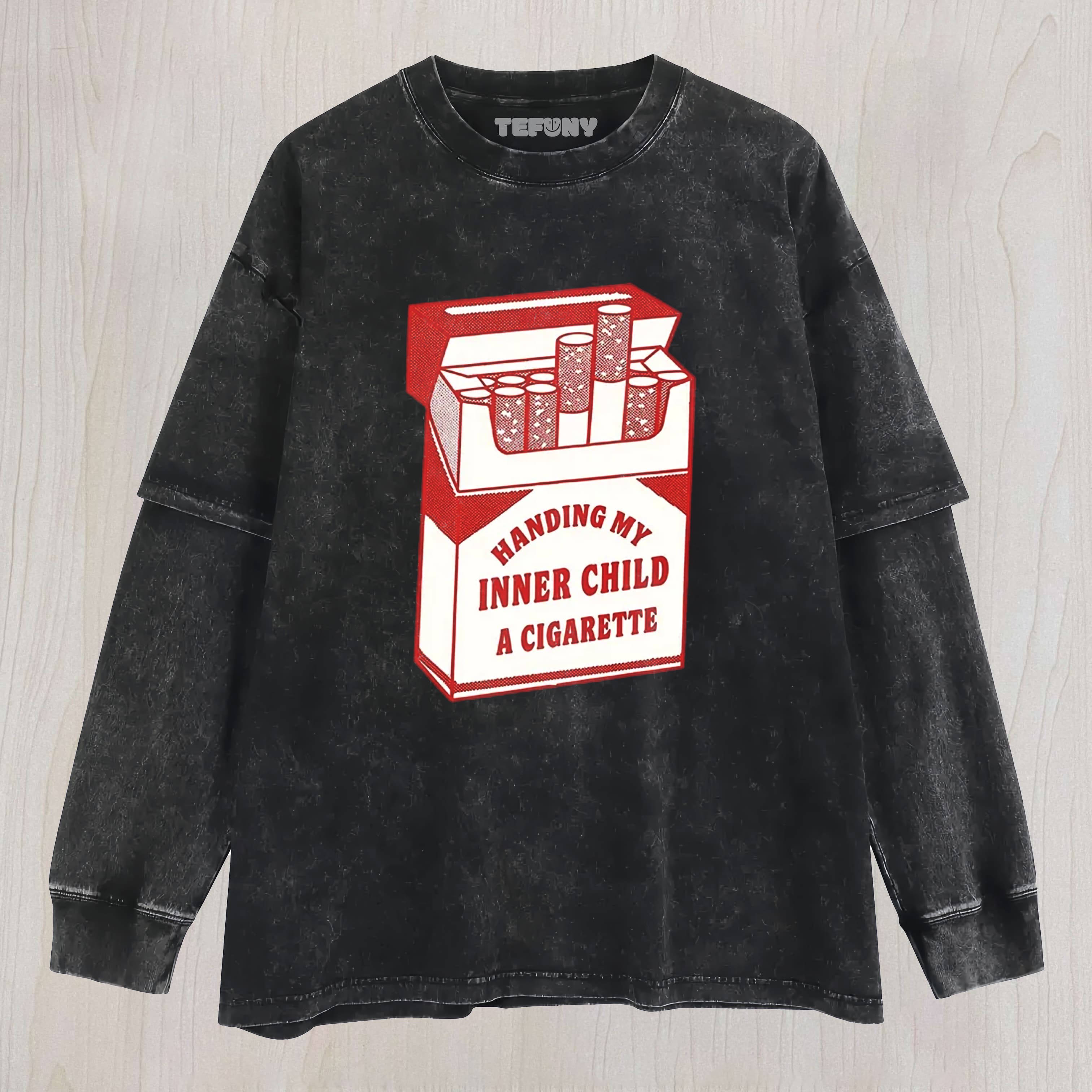 INNER CHILD CIGARETTE WASHED  LAYERED LONG SLEEVE