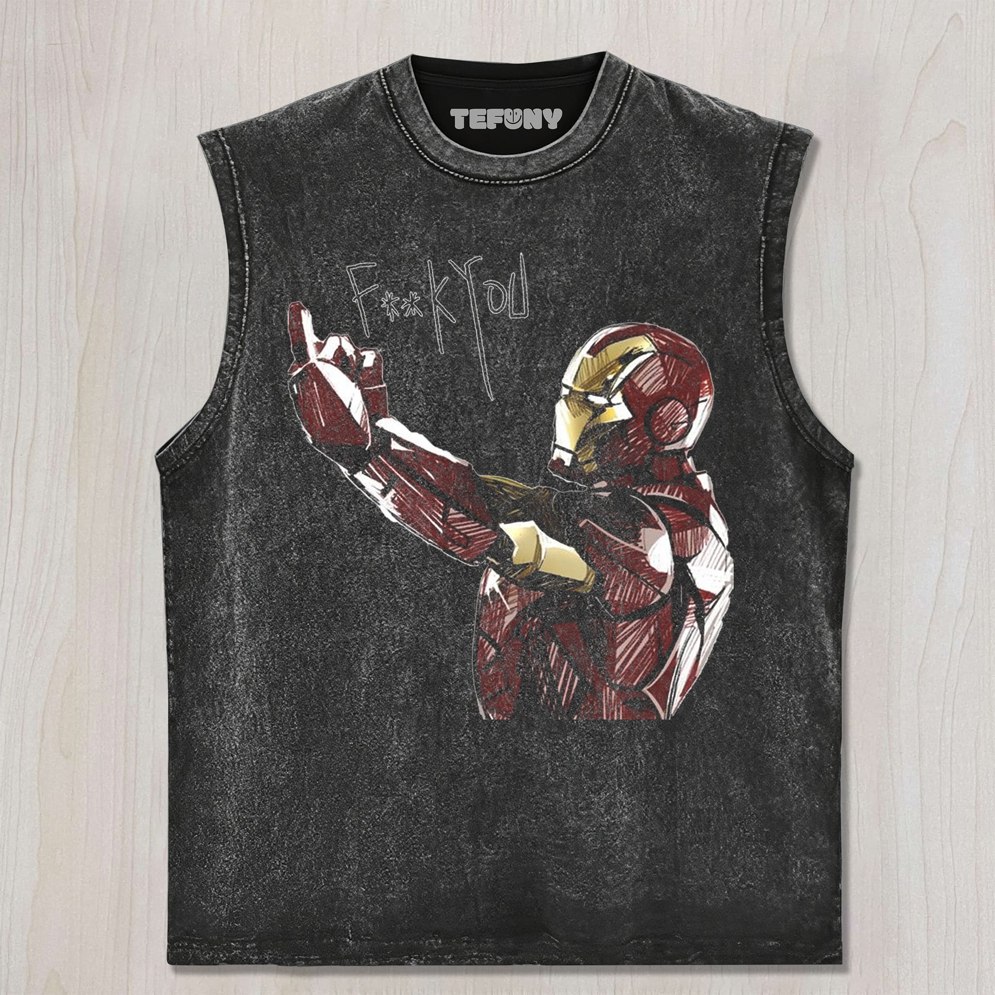 IRON MAN MIDDLE FINGER UNISEX TEE, TANK TOP, LAYERED LS, SWEATSHIRT & HOODIE