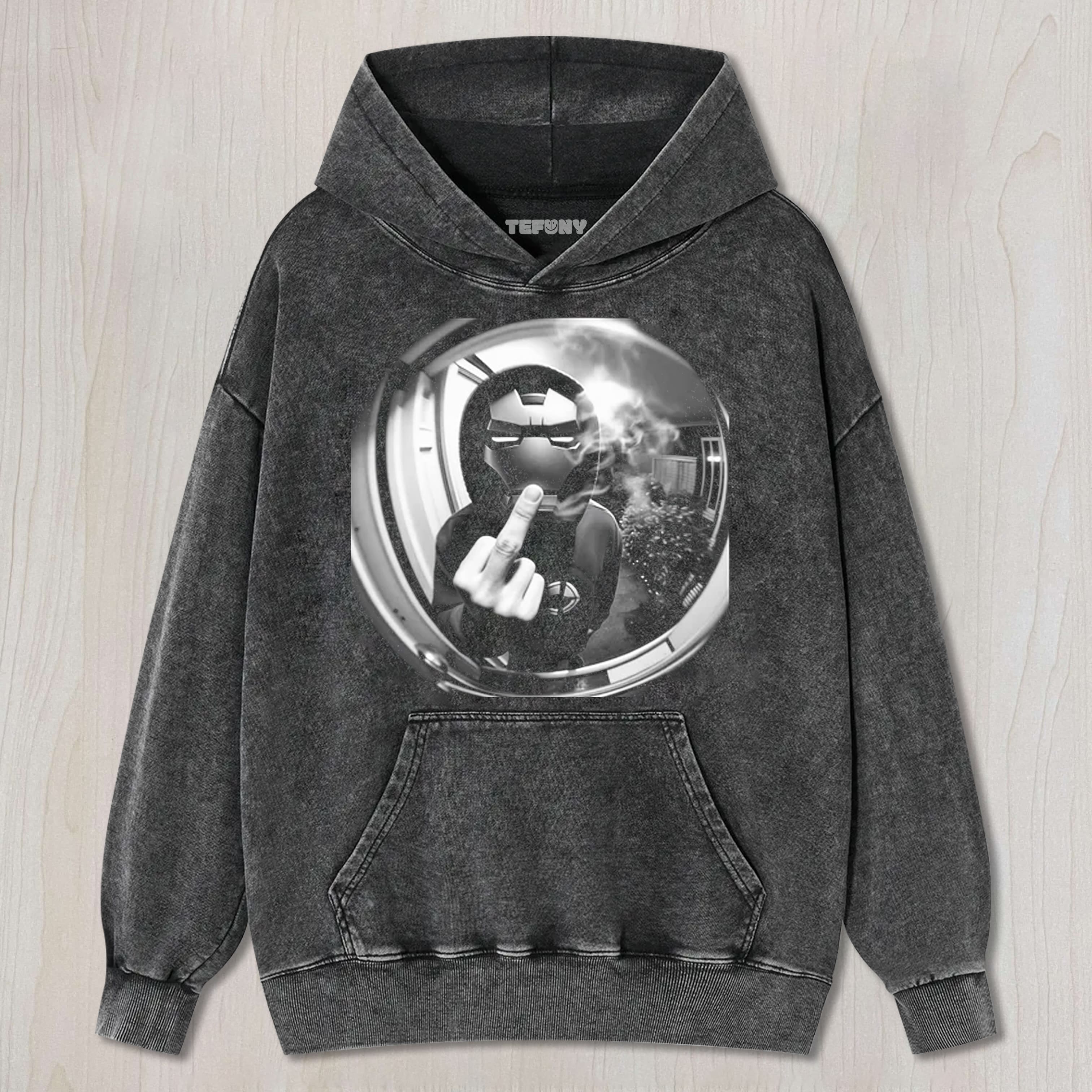 IRON MAN GIVING THE MIDDLE FINGER TEE & SWEAT & HOOD