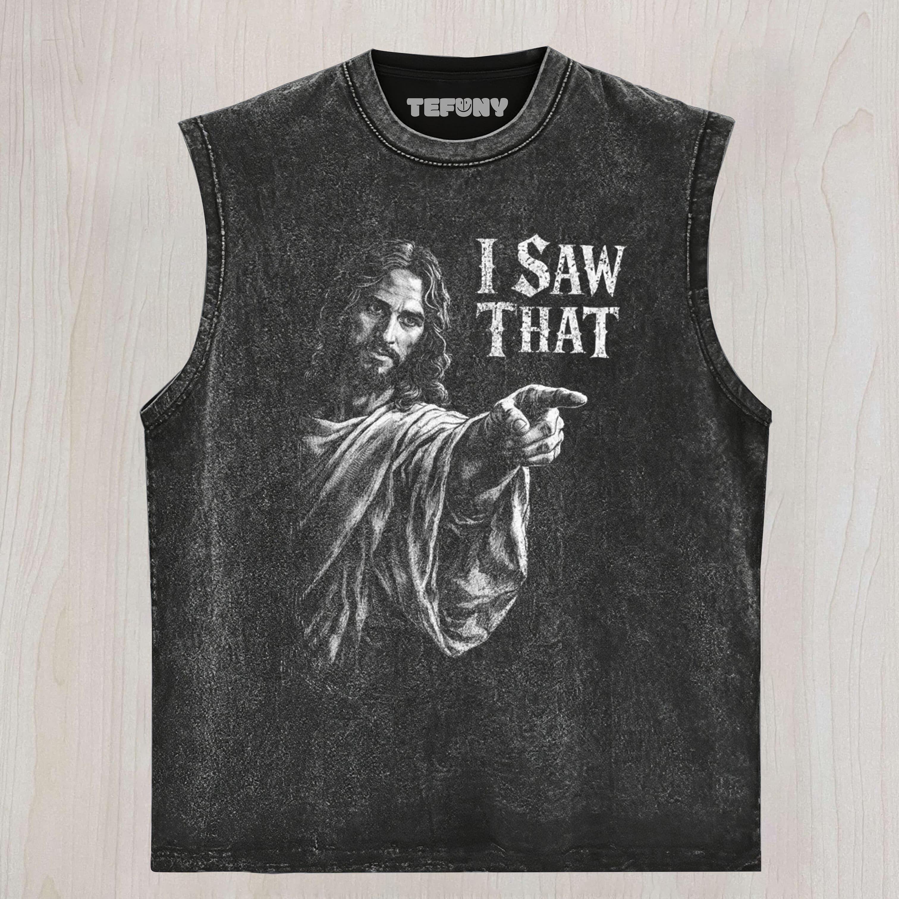 I SAW THAT JESUS POINTING MEME UNISEX TEE, TANK TOP, LAYERED LS, SWEATSHIRT & HOODIE