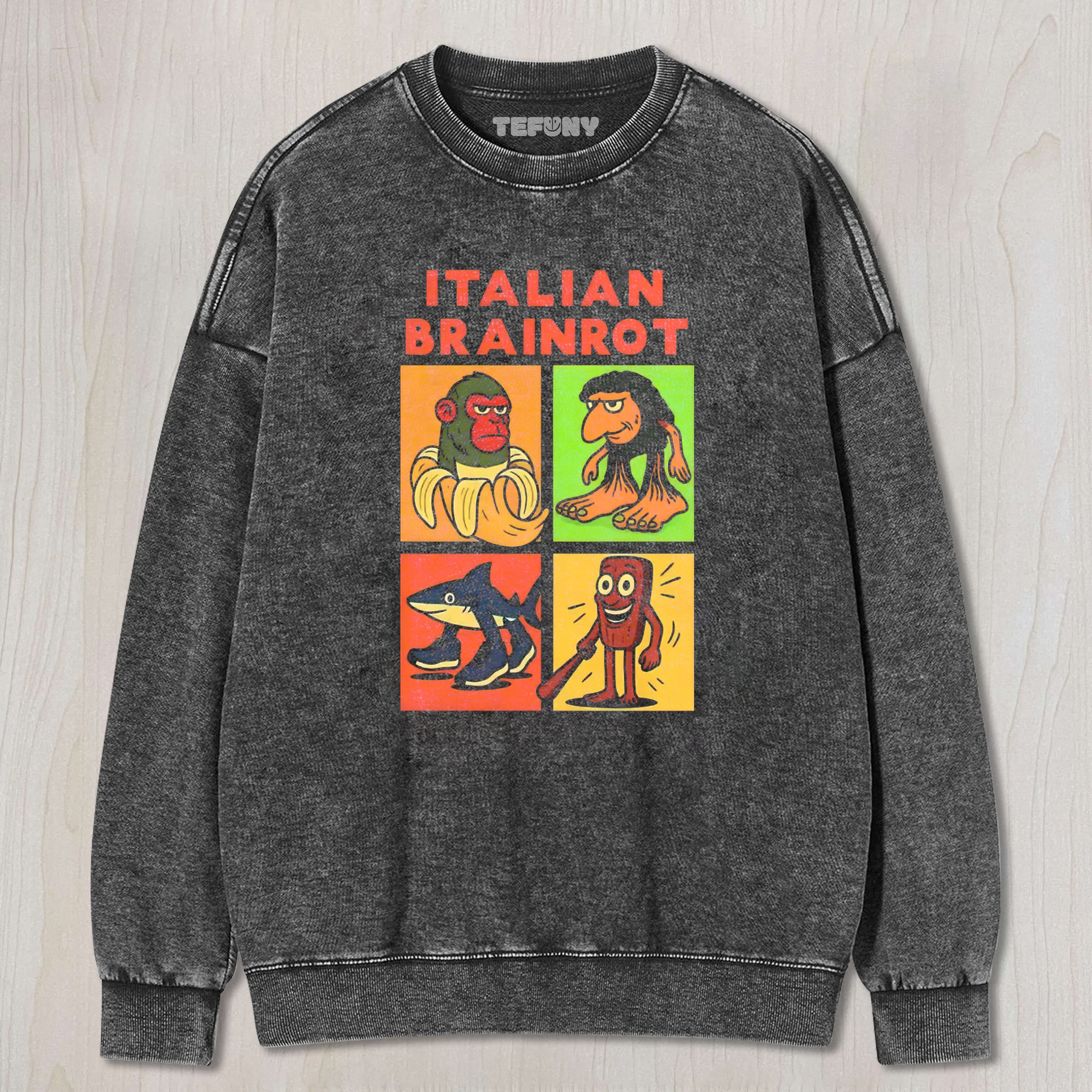 ITALIAN BRAINROT MEME WASHED TEE & SWEAT & HOOD