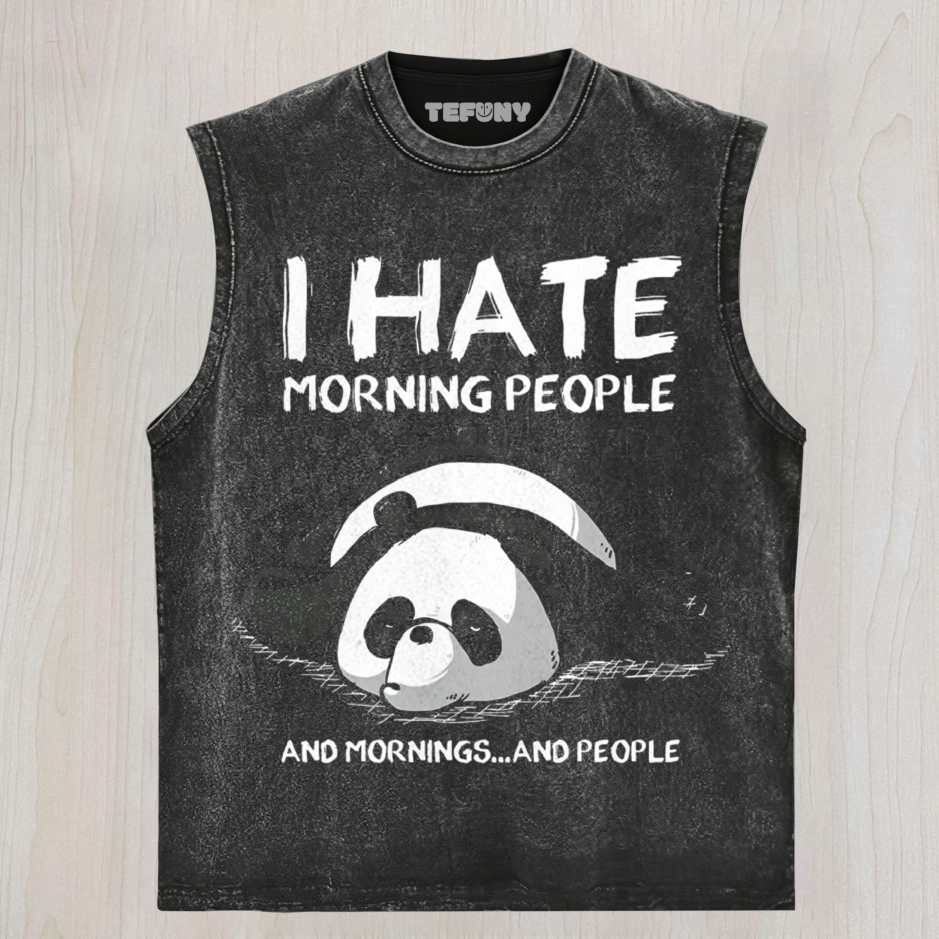 I HATE MORNING PEOPLE PANDA TANK TOP