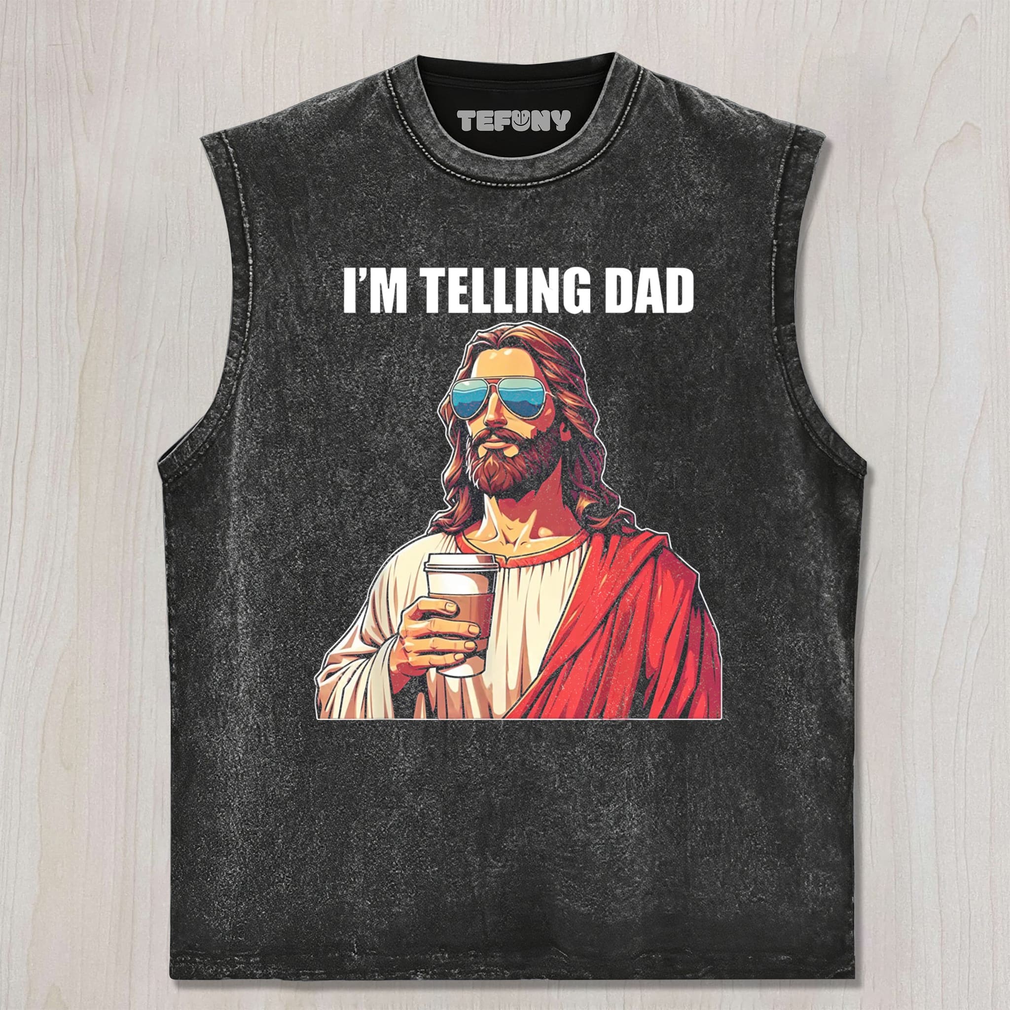 I'M TELLING DAD JESUS MEME UNISEX TEE, TANK TOP, LAYERED LS, SWEATSHIRT & HOODIE