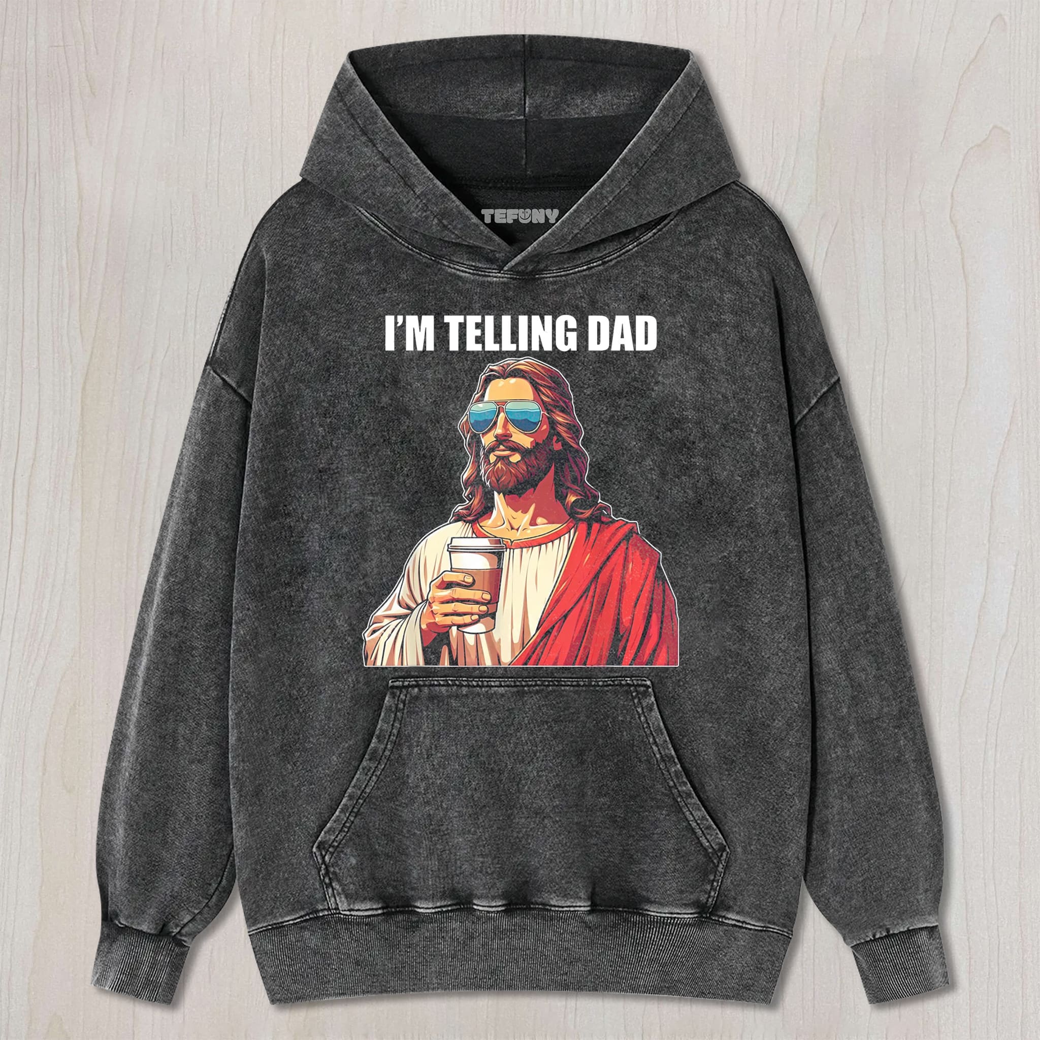 I'M TELLING DAD JESUS MEME UNISEX TEE, TANK TOP, LAYERED LS, SWEATSHIRT & HOODIE