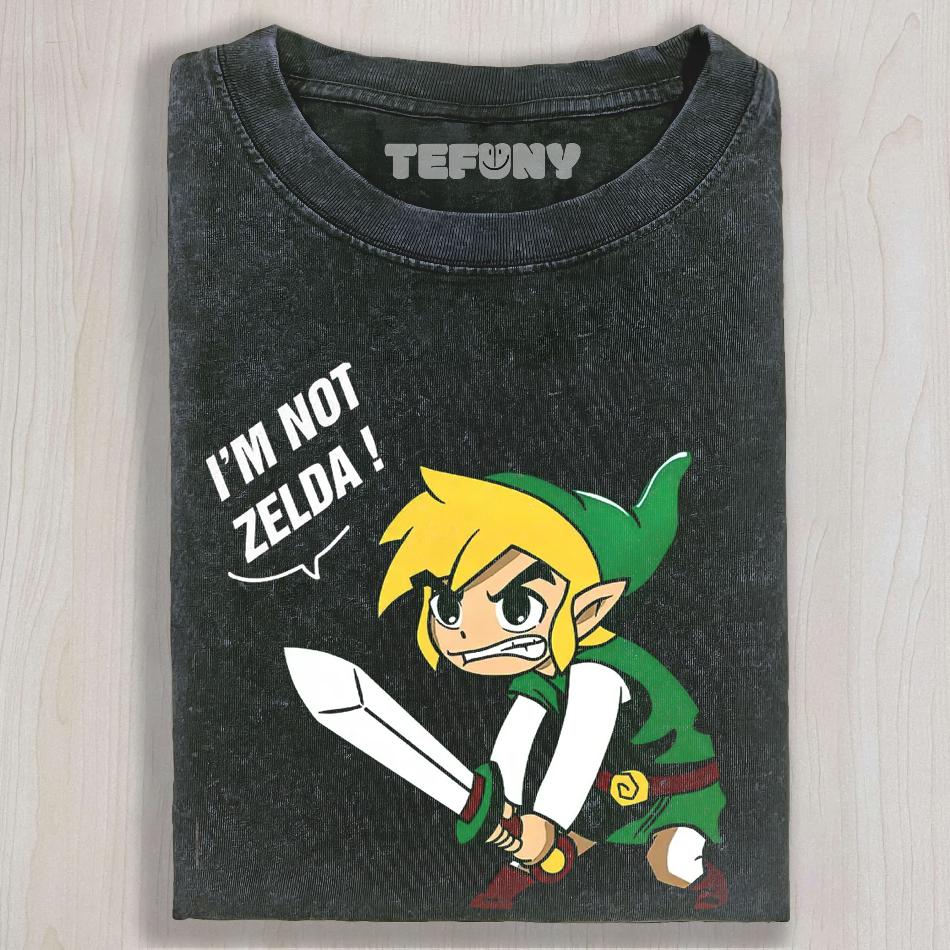 I'M NOT ZELDA! LINK MEME VINTAGE WASHED TEE & SWEAT & HOOD