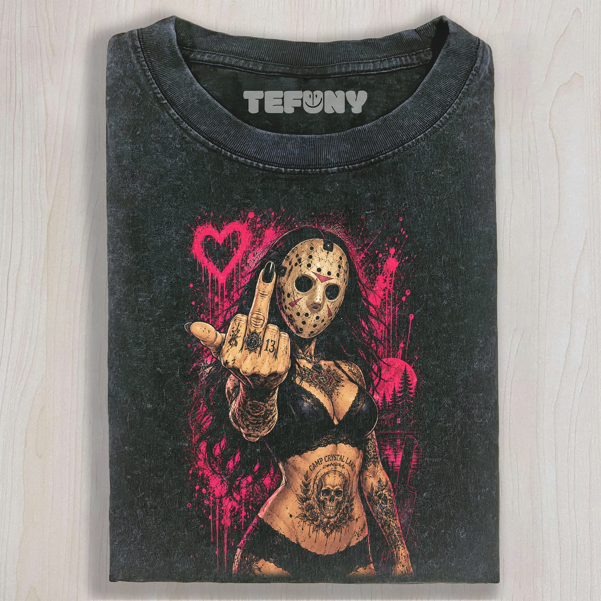 JASON GIVES THE MIDDLE FINGER UNISEX TEE, TANK TOP, LAYERED LS, SWEATSHIRT & HOODIE