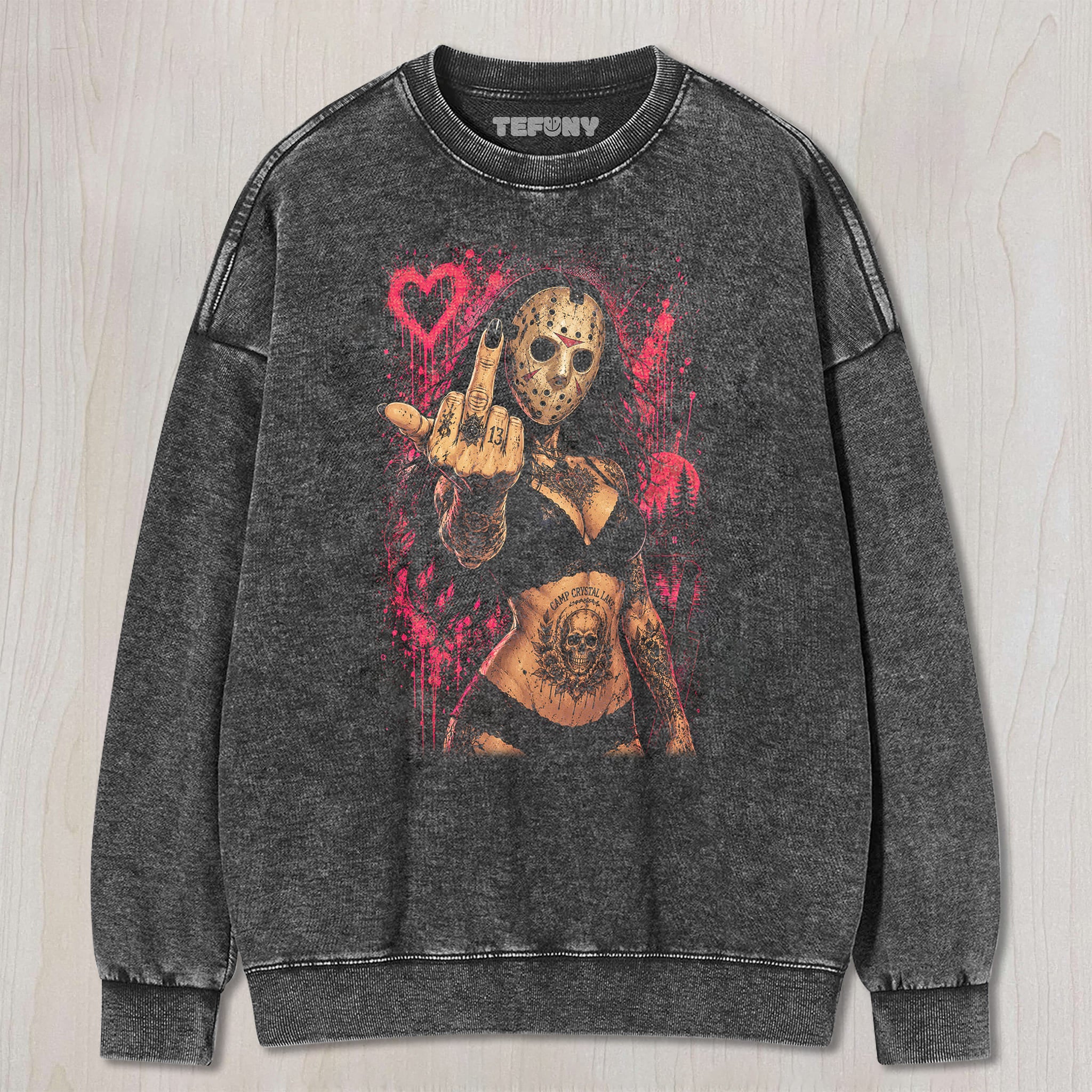 JASON GIVES THE MIDDLE FINGER UNISEX TEE, TANK TOP, LAYERED LS, SWEATSHIRT & HOODIE