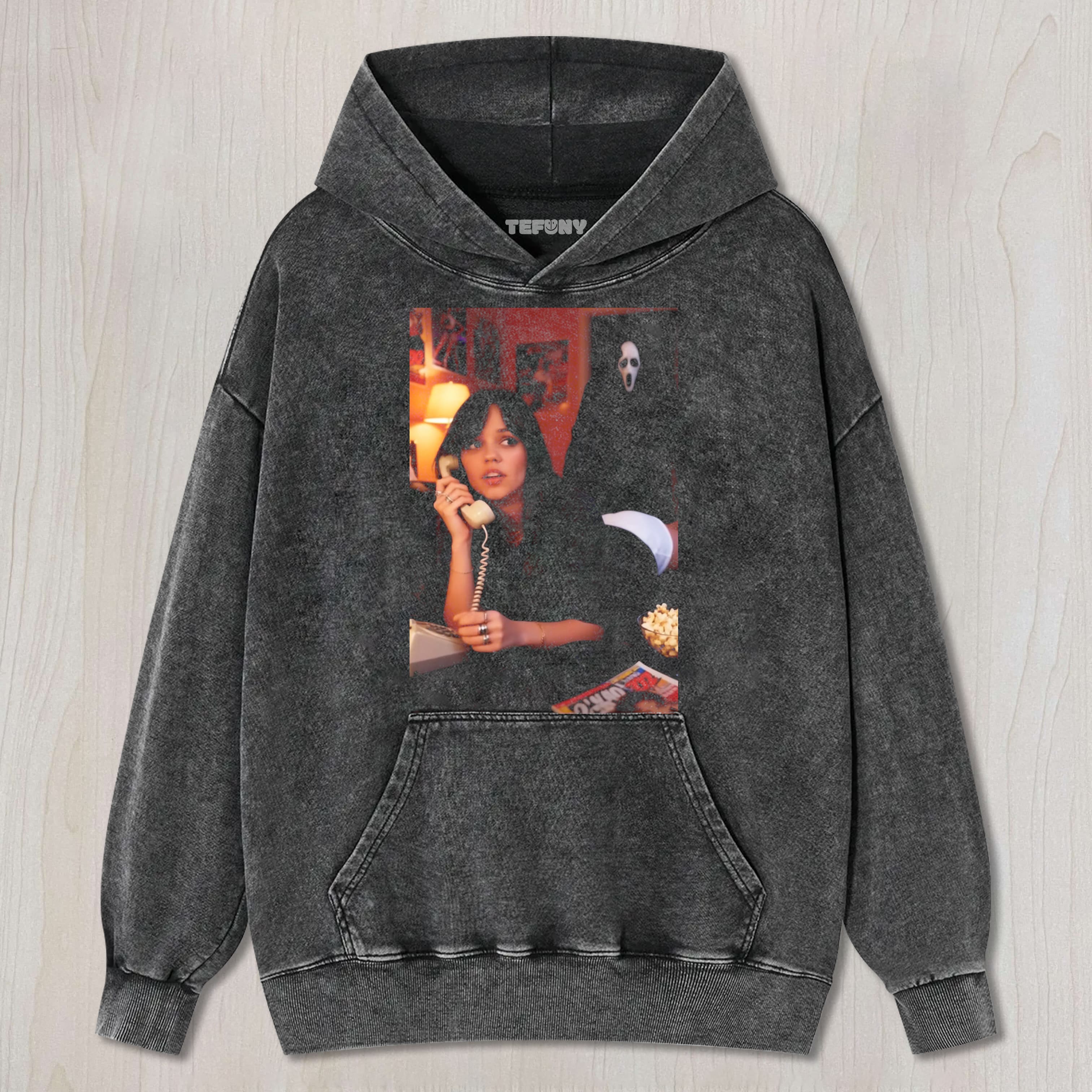 JENNA ORTEGA AND GHOST FACE UNISEX TEE, TANK TOP, LAYERED LS, SWEATSHIRT & HOODIE