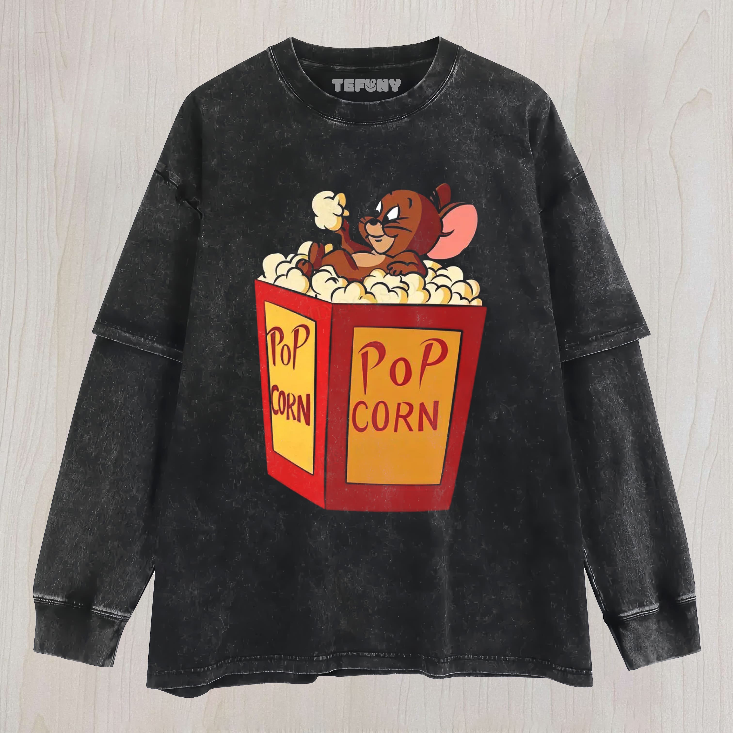 JERRY POP CORN SNACK TIME VINTAGE UNISEX TEE, TANK TOP, LAYERED LS, SWEATSHIRT & HOODIE