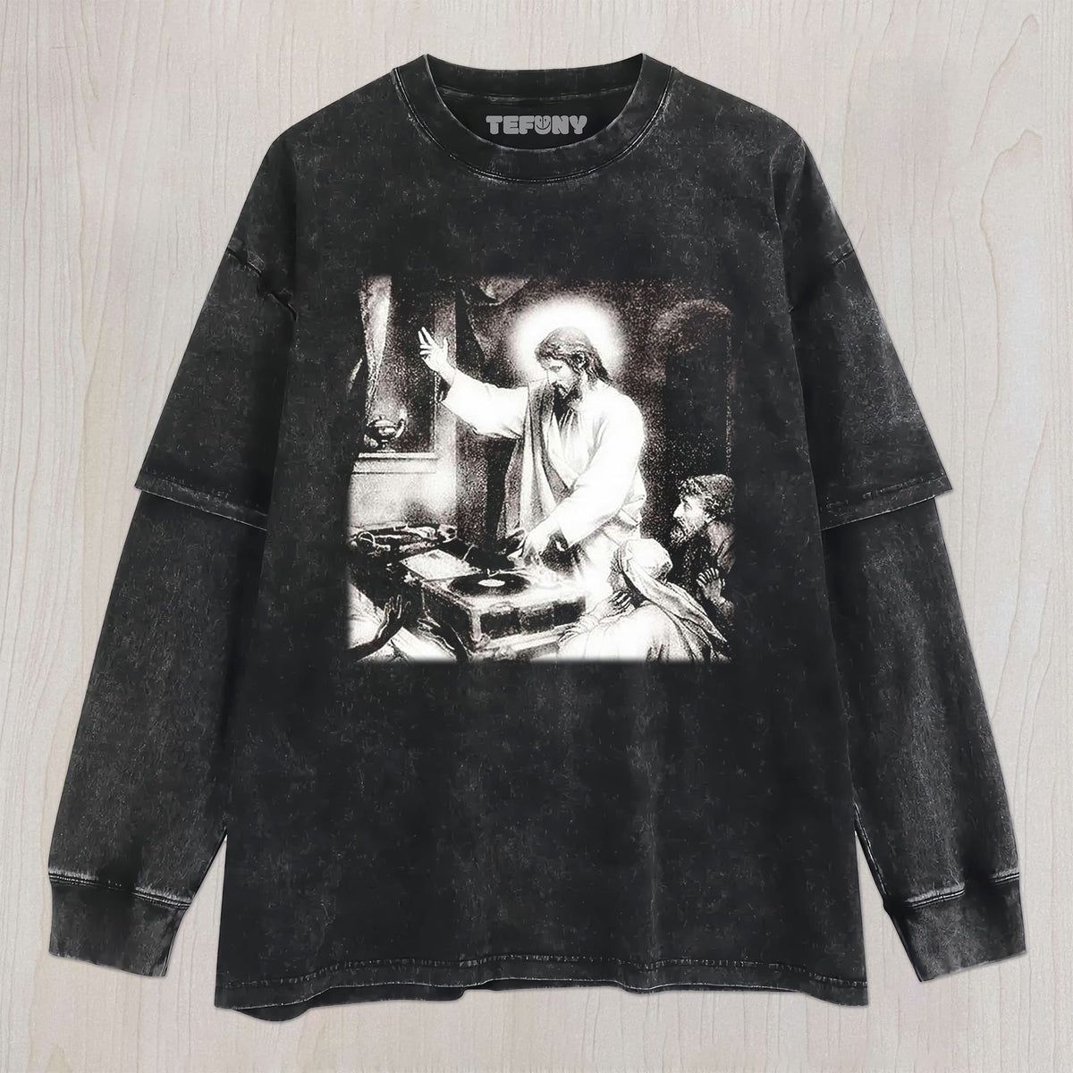 JESUS IS PLAYING DJ UNISEX TEE, TANK TOP, LAYERED LS, SWEATSHIRT & HOODIE