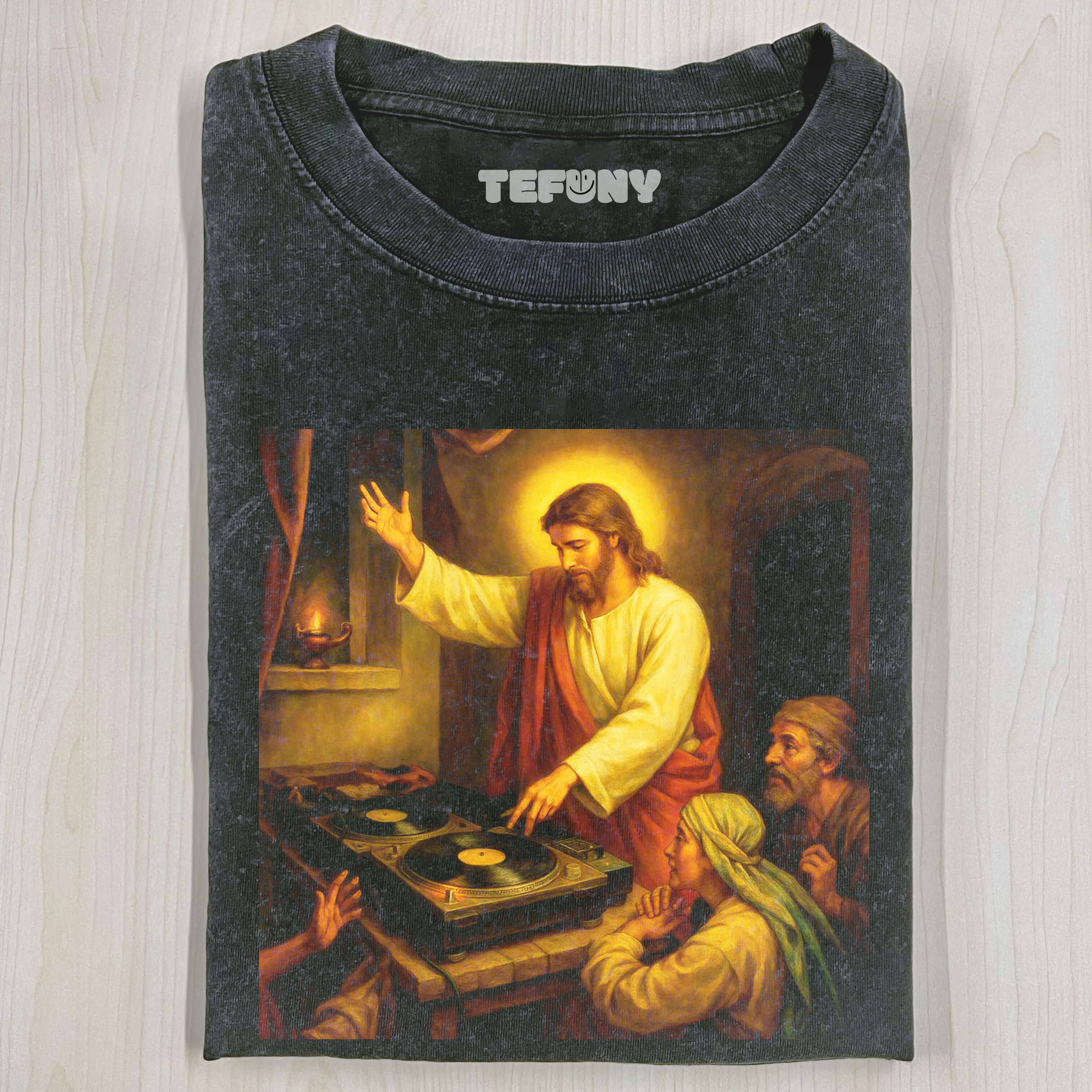 JESUS GOD LISTENING TO MUSIC T-SHIRT