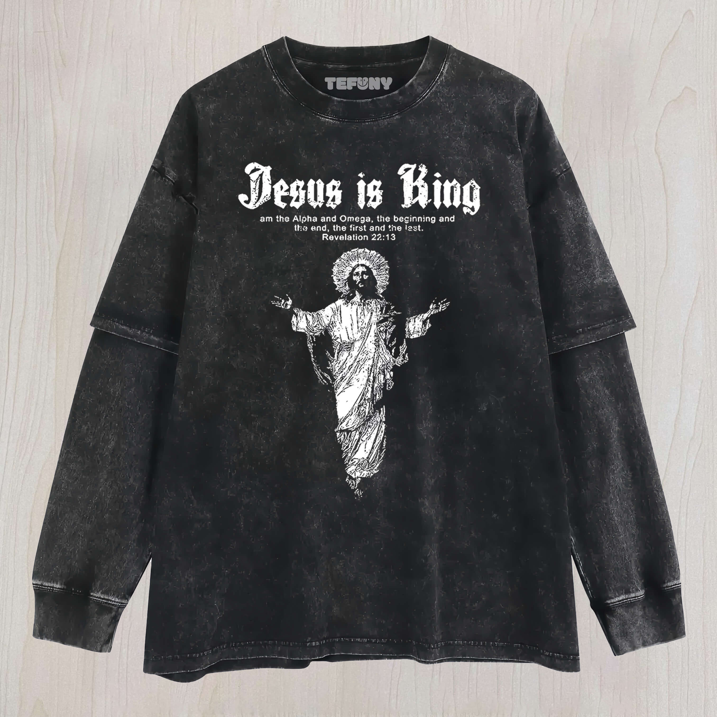 JESUS IS KING LAYERED LONG SLEEVE