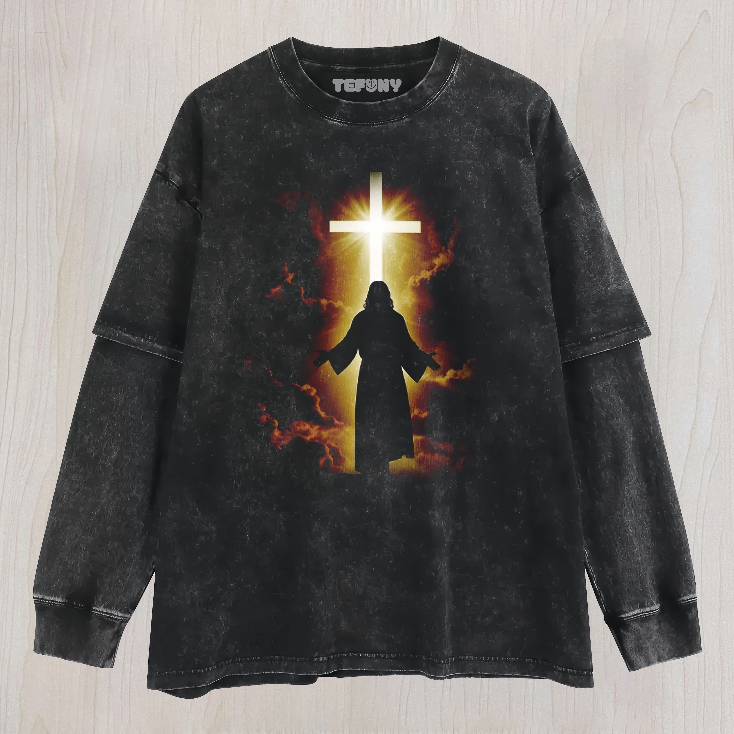 JESUS-1   LAYERED LONG SLEEVE