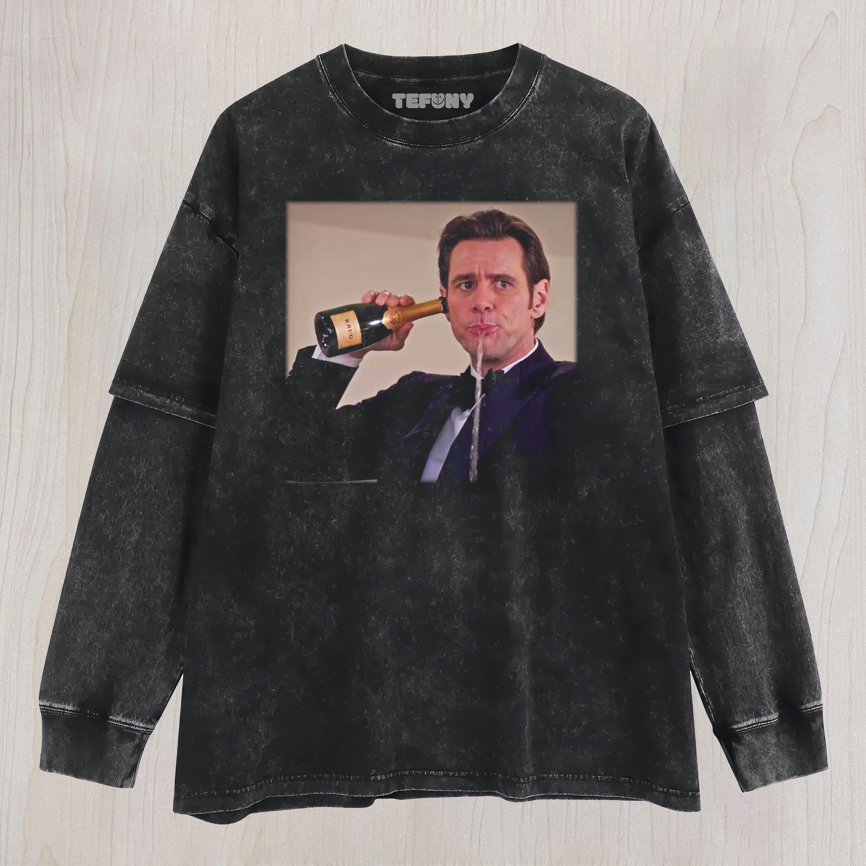 JIM HOLDING THE WINE LAYERED LONG SLEEVE
