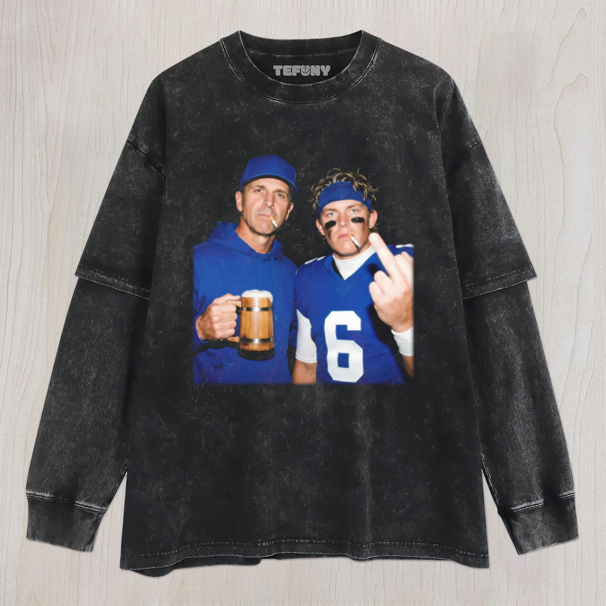 JOHN HARBAUGH & JD6 GIANTS FOOTBALL TEE UNISEX TEE, TANK TOP, LAYERED LS, SWEATSHIRT & HOODIE